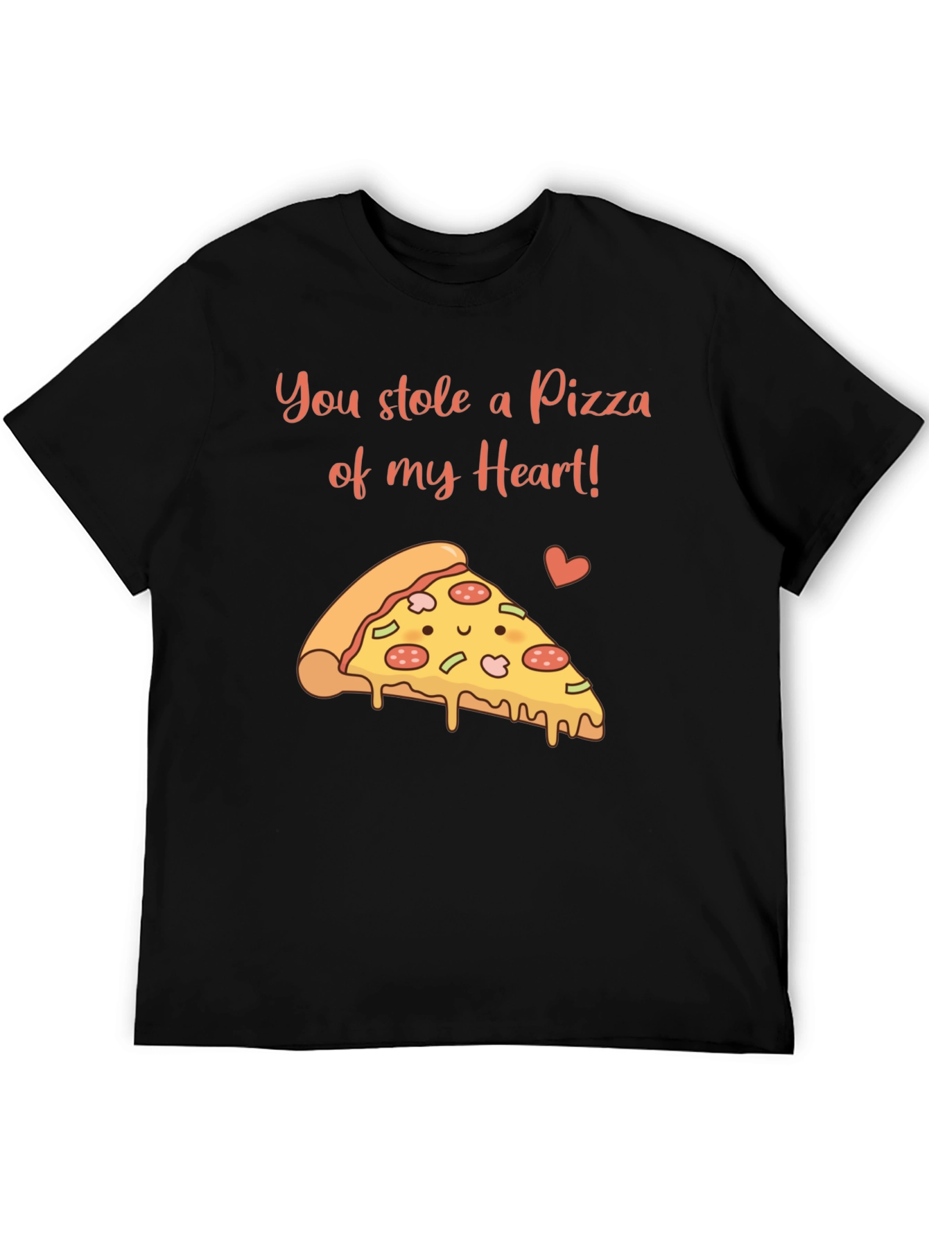 Pizza My Heart Mens Graphic T-Shirt - Black