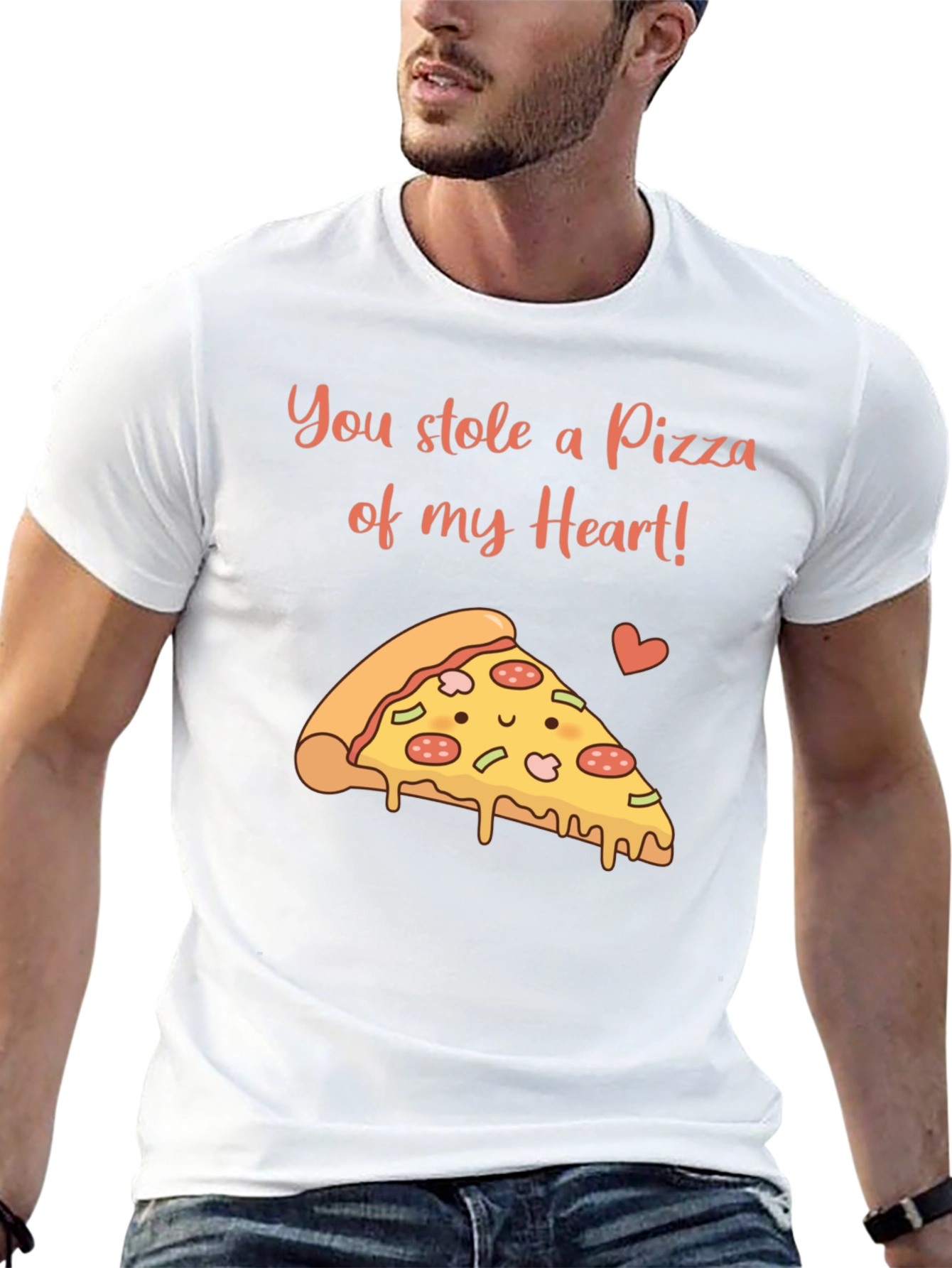 Pizza My Heart Mens Graphic T-Shirt - Black