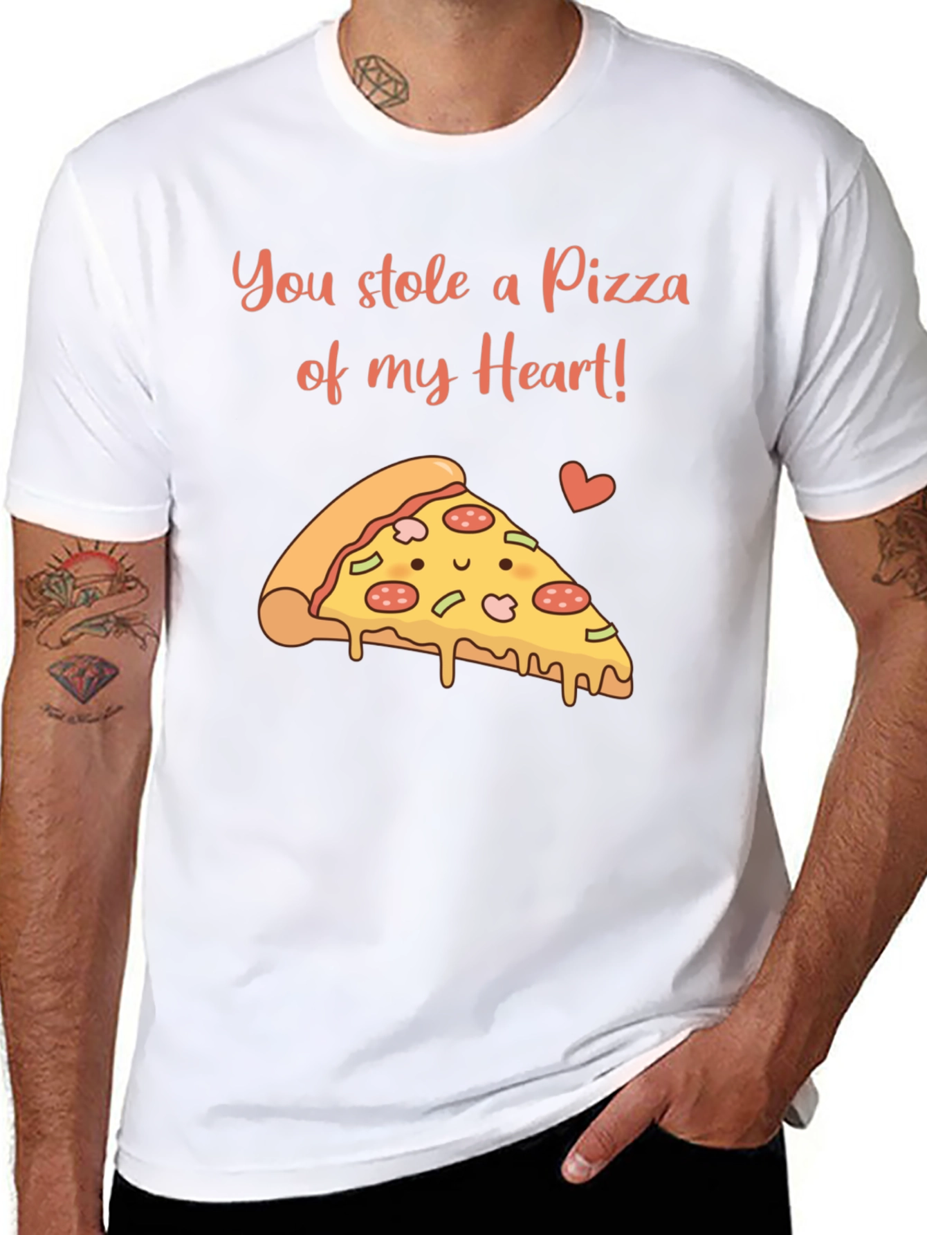 Pizza My Heart Mens Graphic T-Shirt - Black
