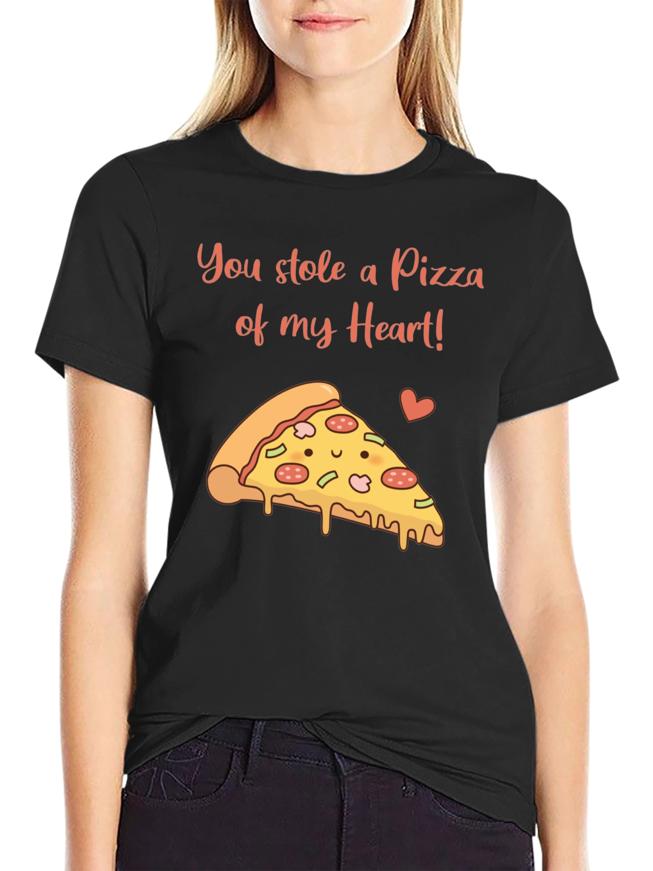 Pizza My Heart Mens Graphic T-Shirt - Black