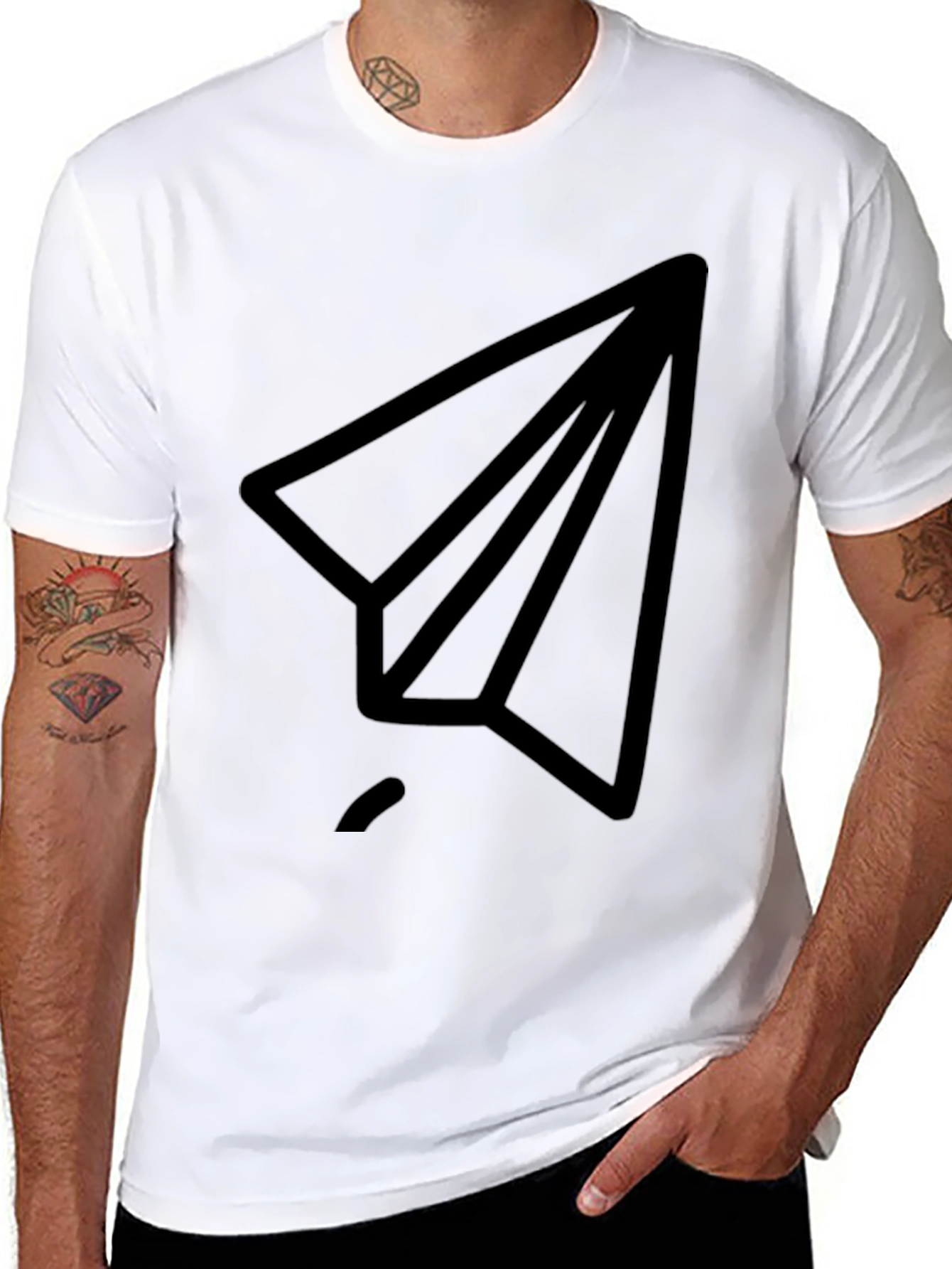 Paper Airplane Graphic Tee - Modern Black T-Shirt