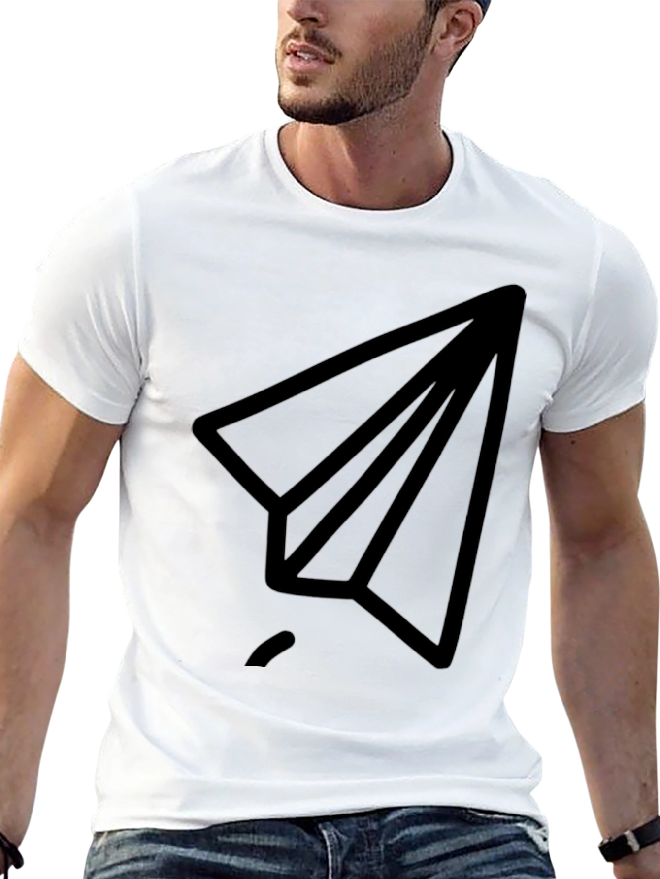 Paper Airplane Graphic Tee - Modern Black T-Shirt