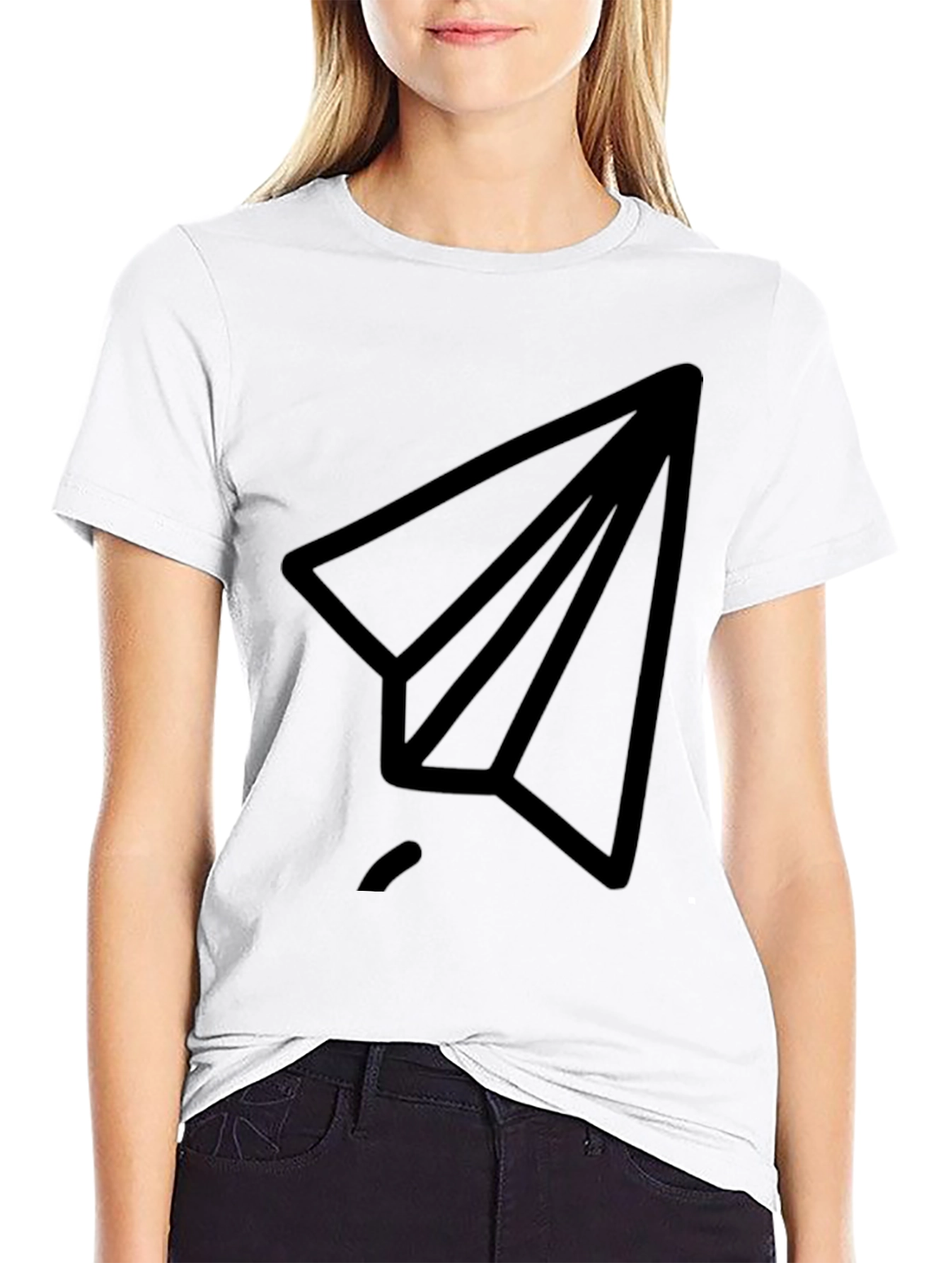 Paper Airplane Graphic Tee - Modern Black T-Shirt