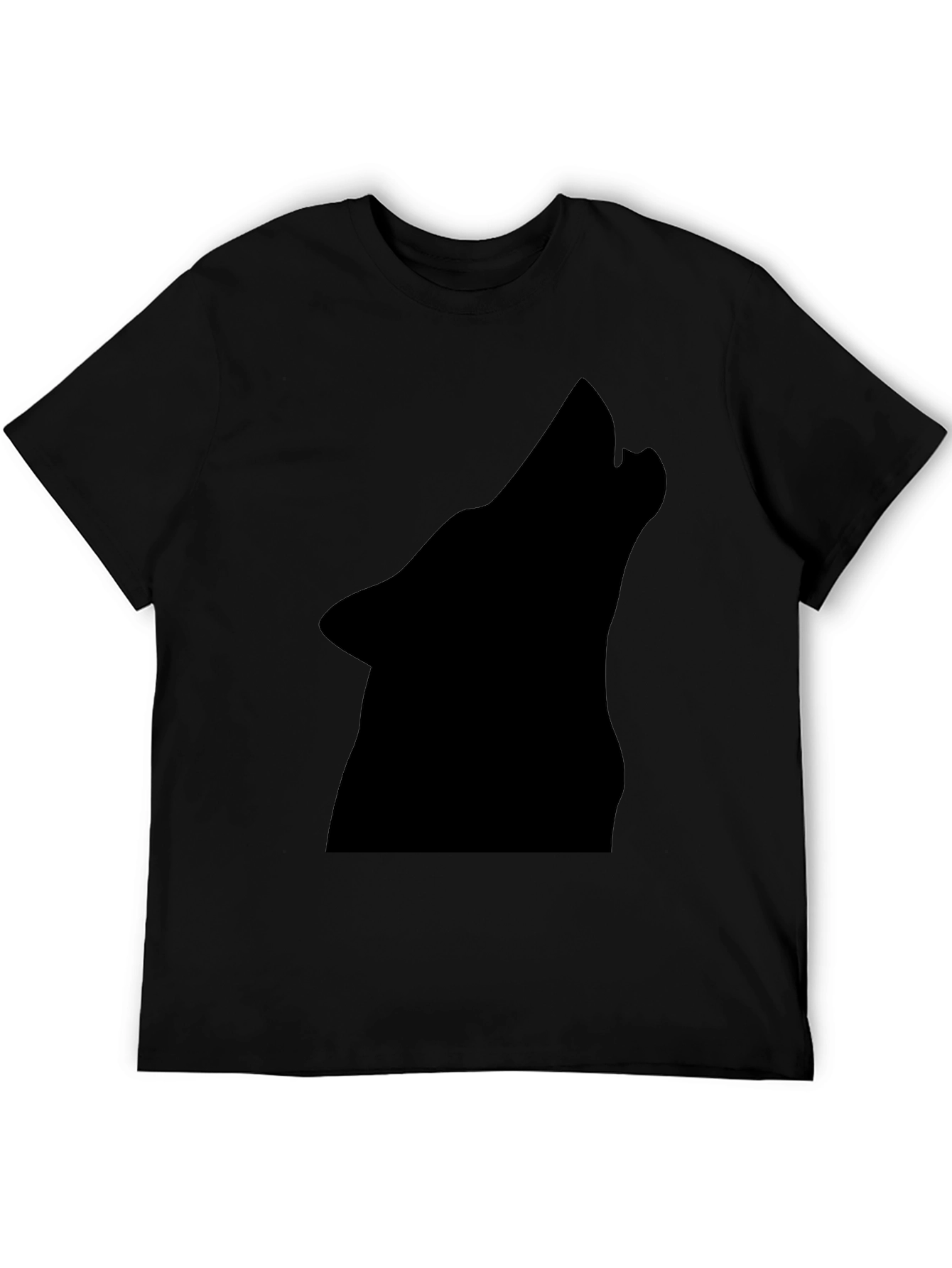 Black Wolf Silhouette Tee - Bold Graphic Print