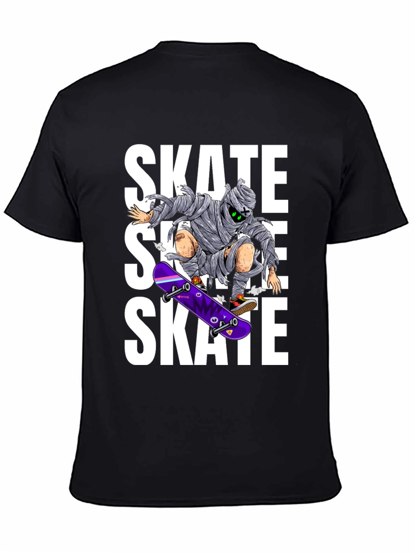 Skate Mummy Graphic Tee - Black Cotton Skateboard T-Shirt