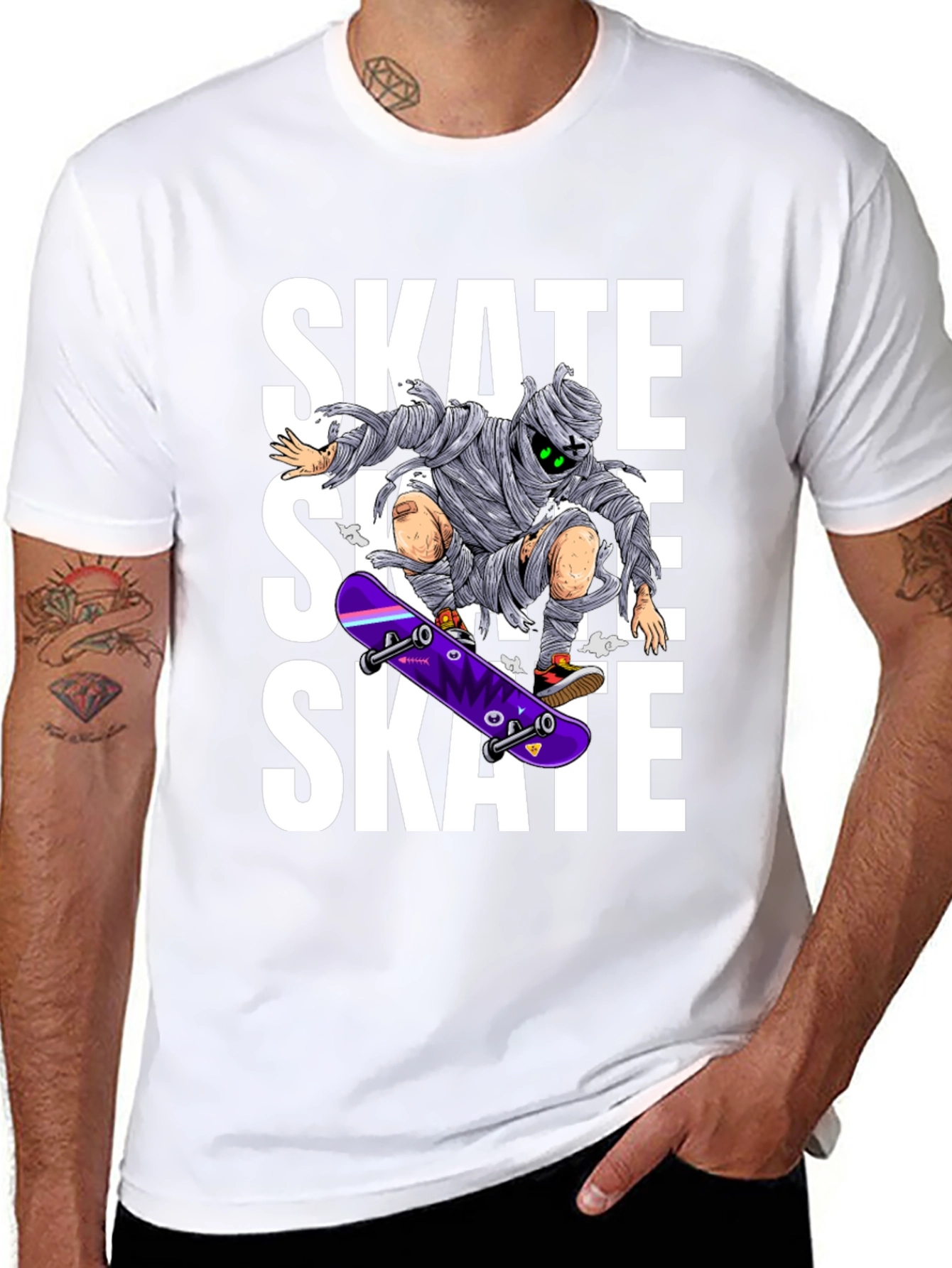 Skate Mummy Graphic Tee - Black Cotton Skateboard T-Shirt