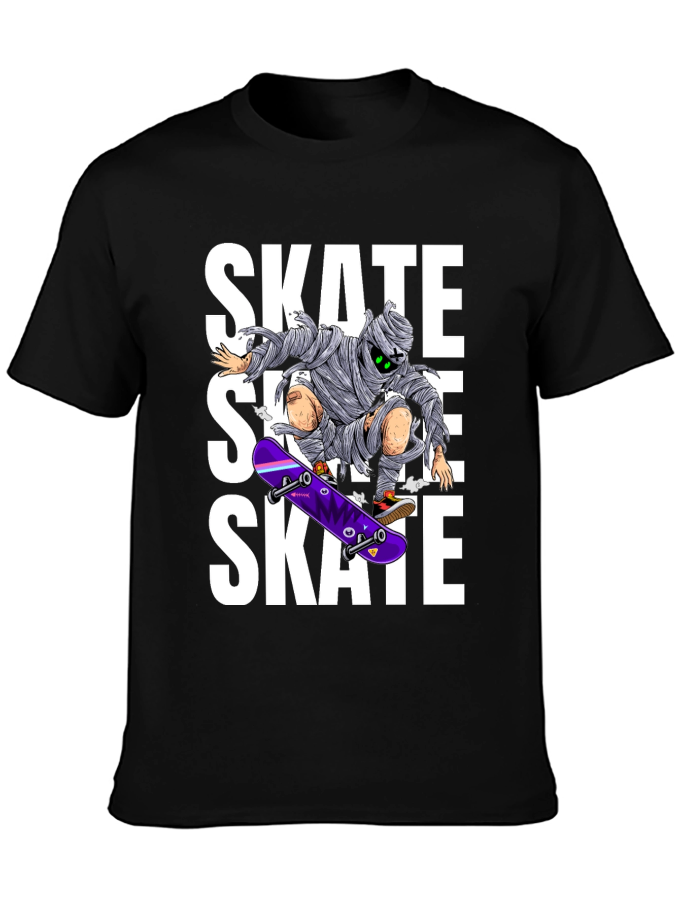 Skate Mummy Graphic Tee - Black Cotton Skateboard T-Shirt