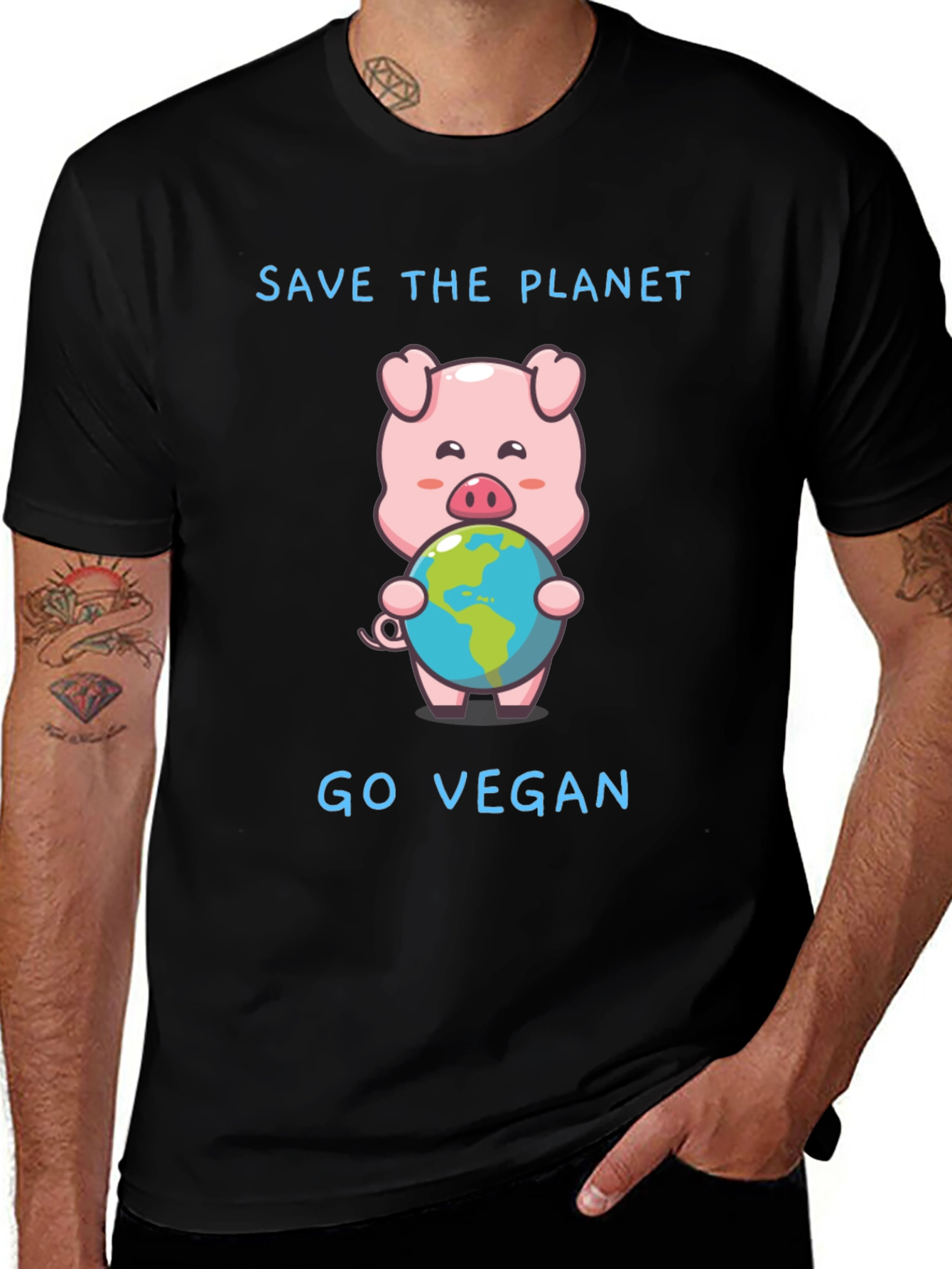 Save the Planet Go Vegan Pig T-Shirt