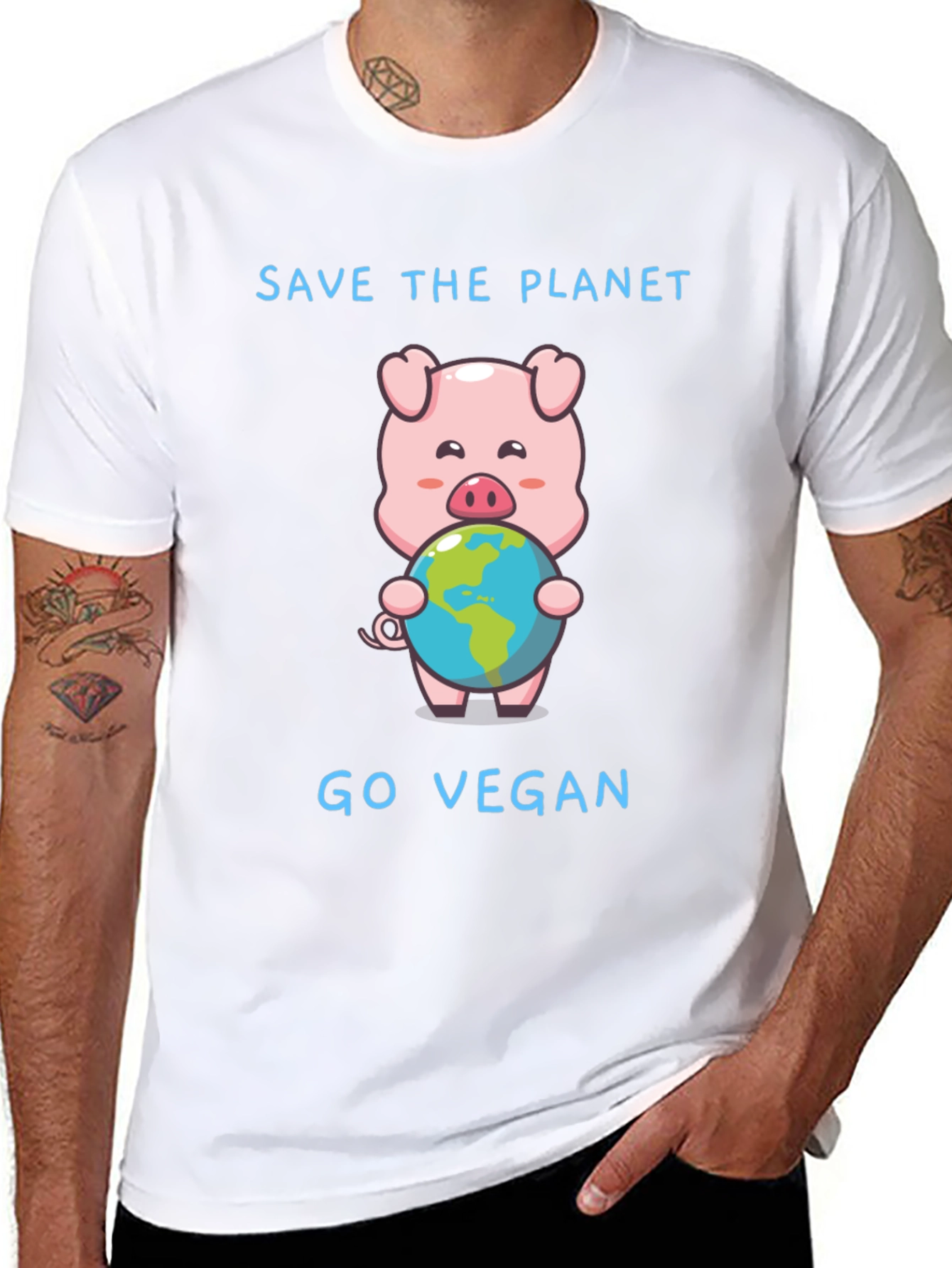 Save the Planet Go Vegan Pig T-Shirt