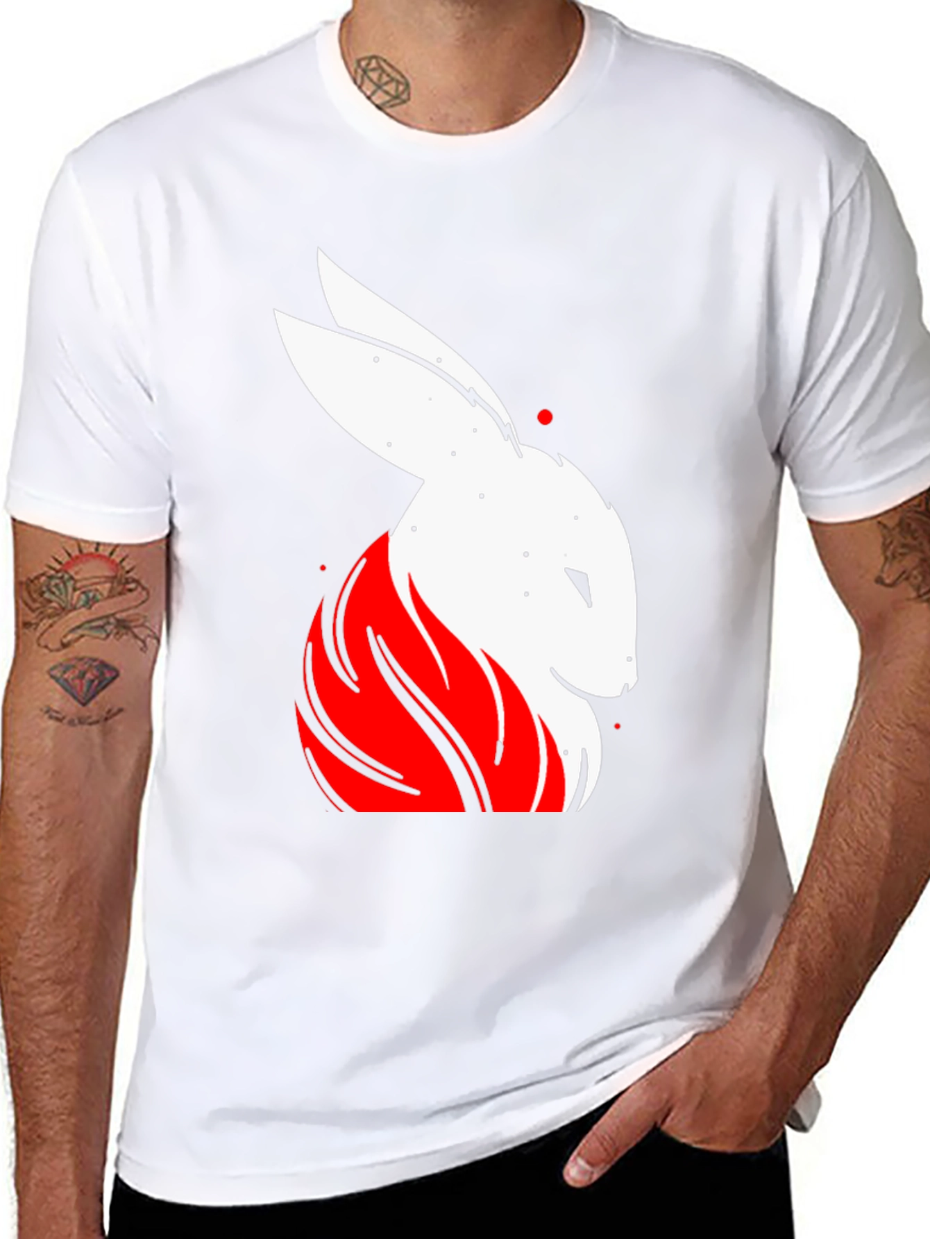 Rabbit Graphic Tee - Black Cotton T-Shirt