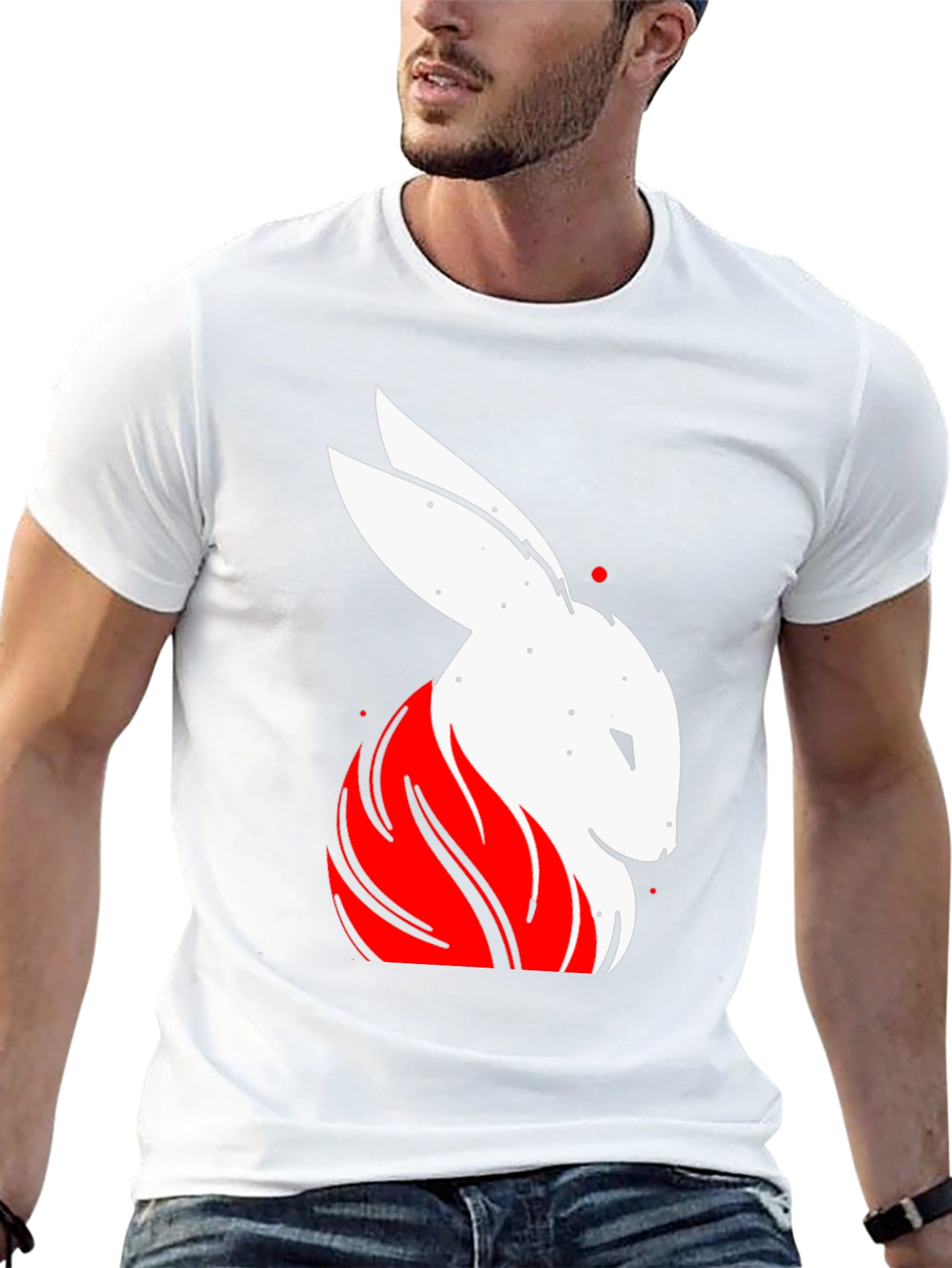 Rabbit Graphic Tee - Black Cotton T-Shirt