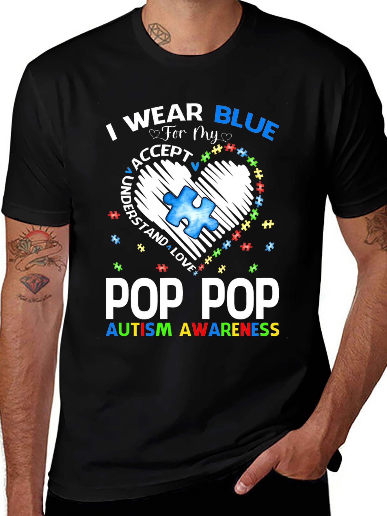 Pop Pop Autism Awareness T-Shirt