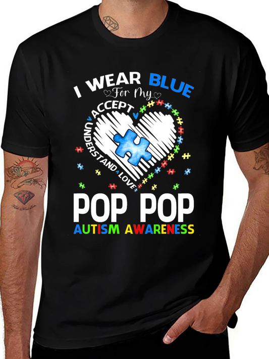 Pop Pop Autism Awareness T-Shirt