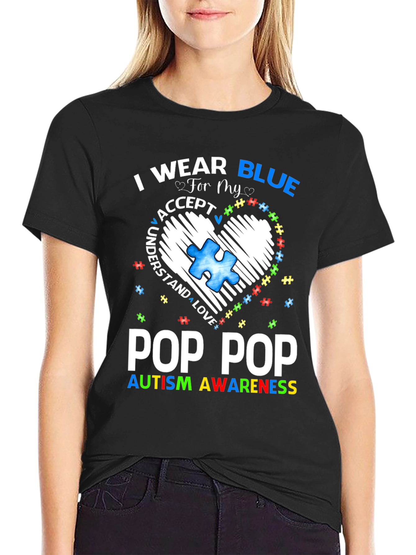 Pop Pop Autism Awareness T-Shirt