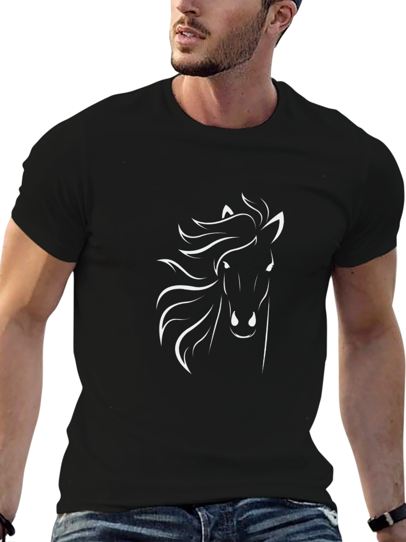 Black T-Shirt with Horse Silhouette