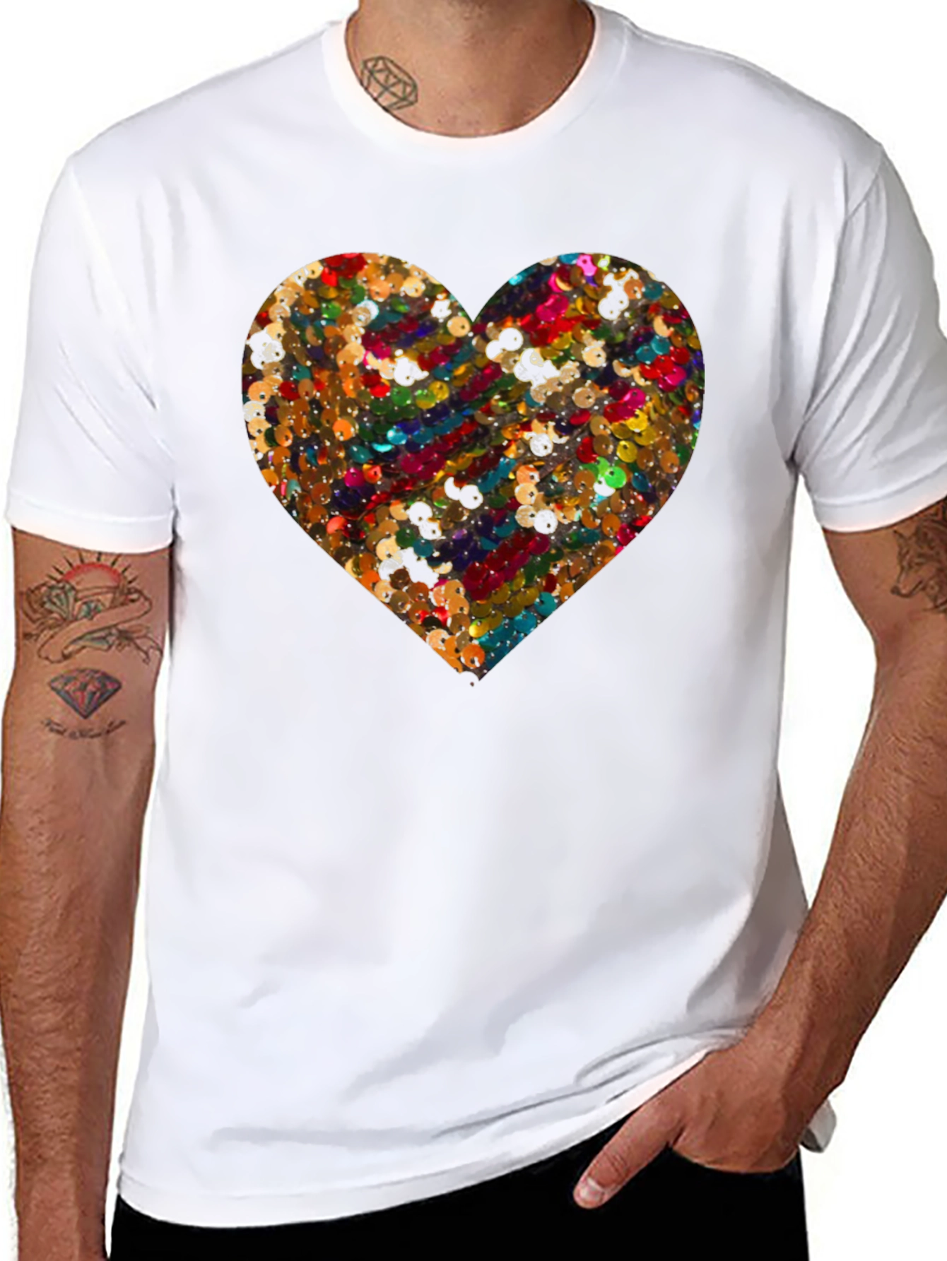 Sequin Heart Graphic Tee - Unique Fashion Statement