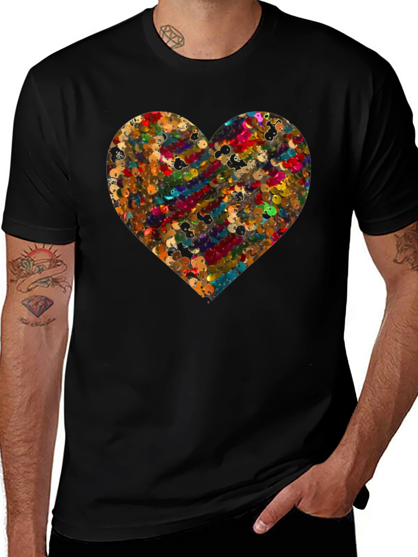 Sequin Heart Graphic Tee - Unique Fashion Statement