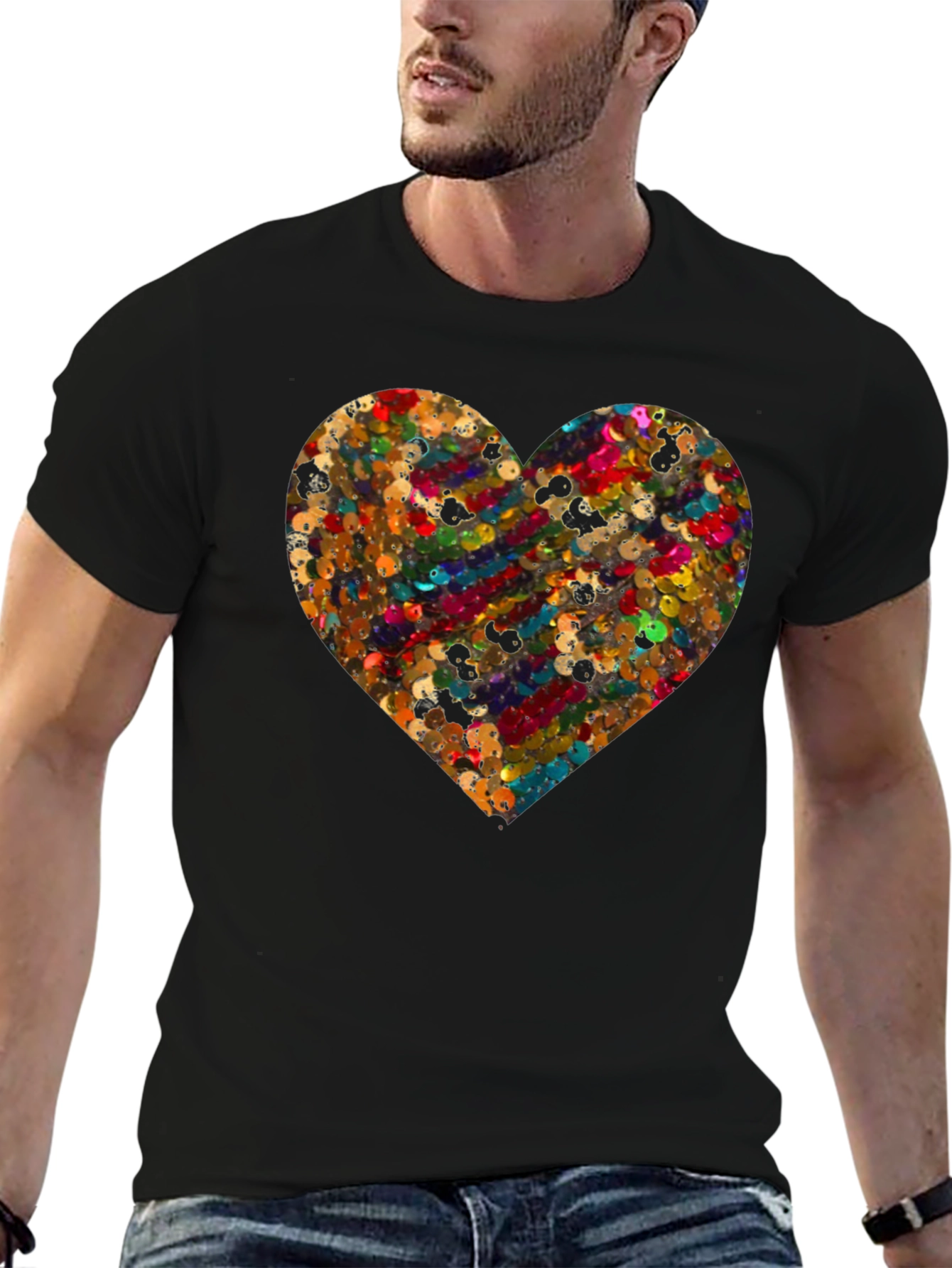 Sequin Heart Graphic Tee - Unique Fashion Statement