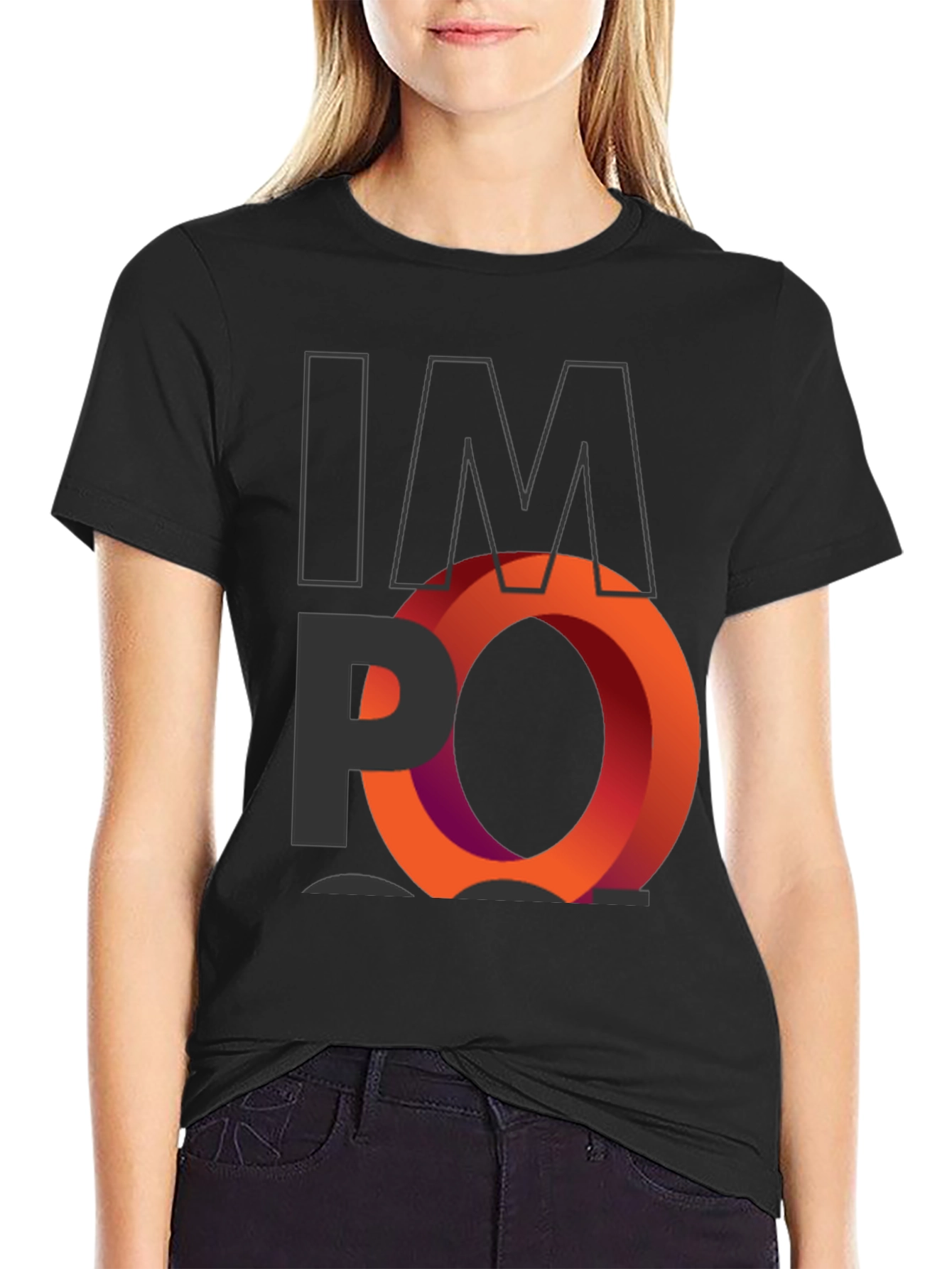 Impossible Orange Ring Graphic Black T-Shirt