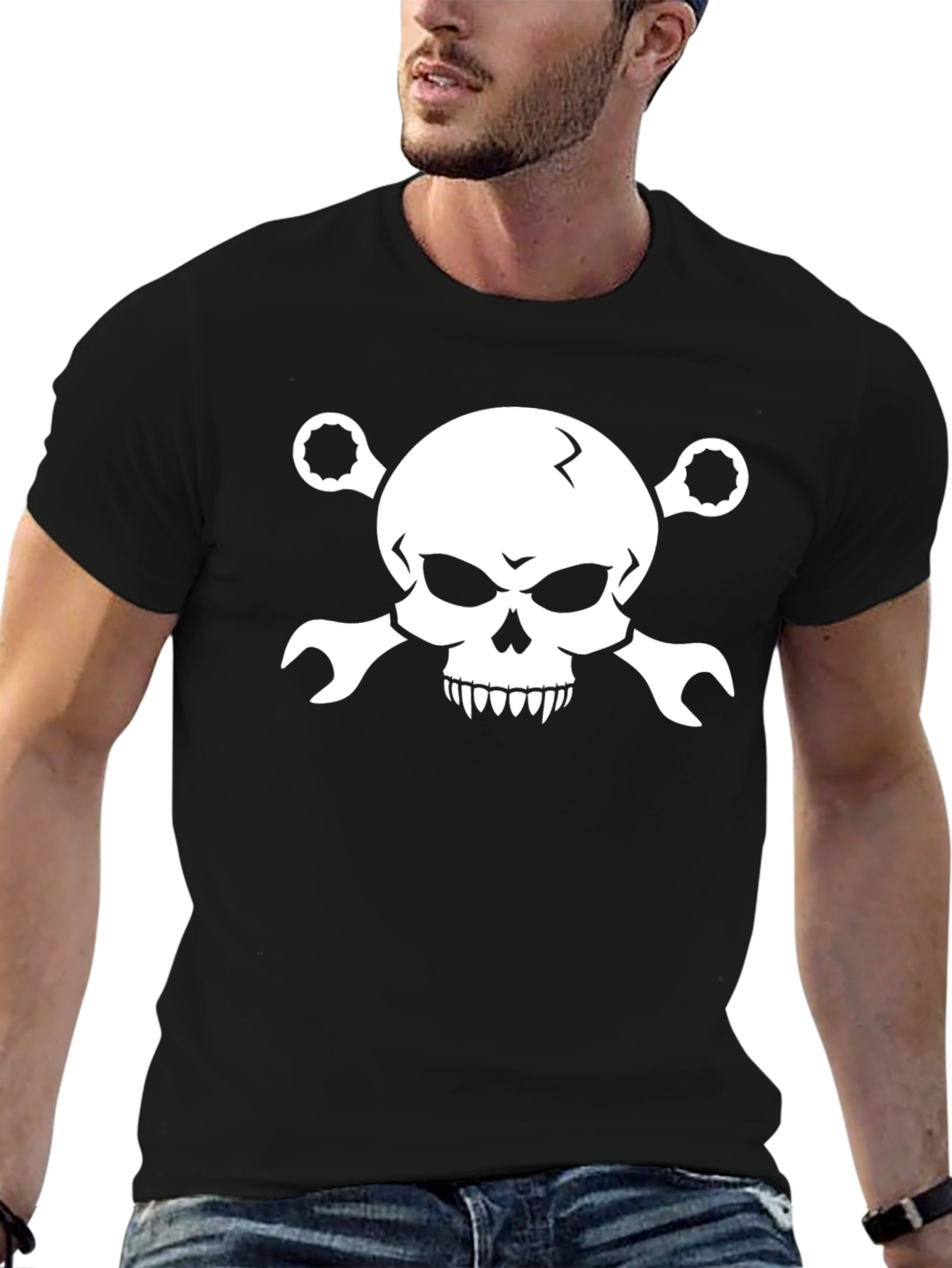 Skull & Wrenches Black T-Shirt - Mechanic Tee