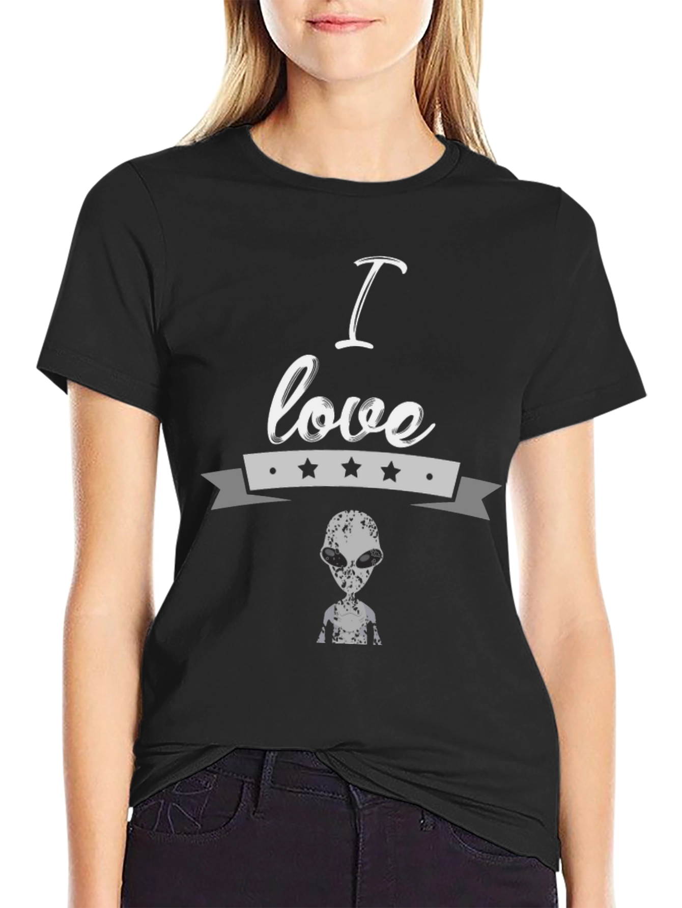 I Love Aliens Black T-Shirt