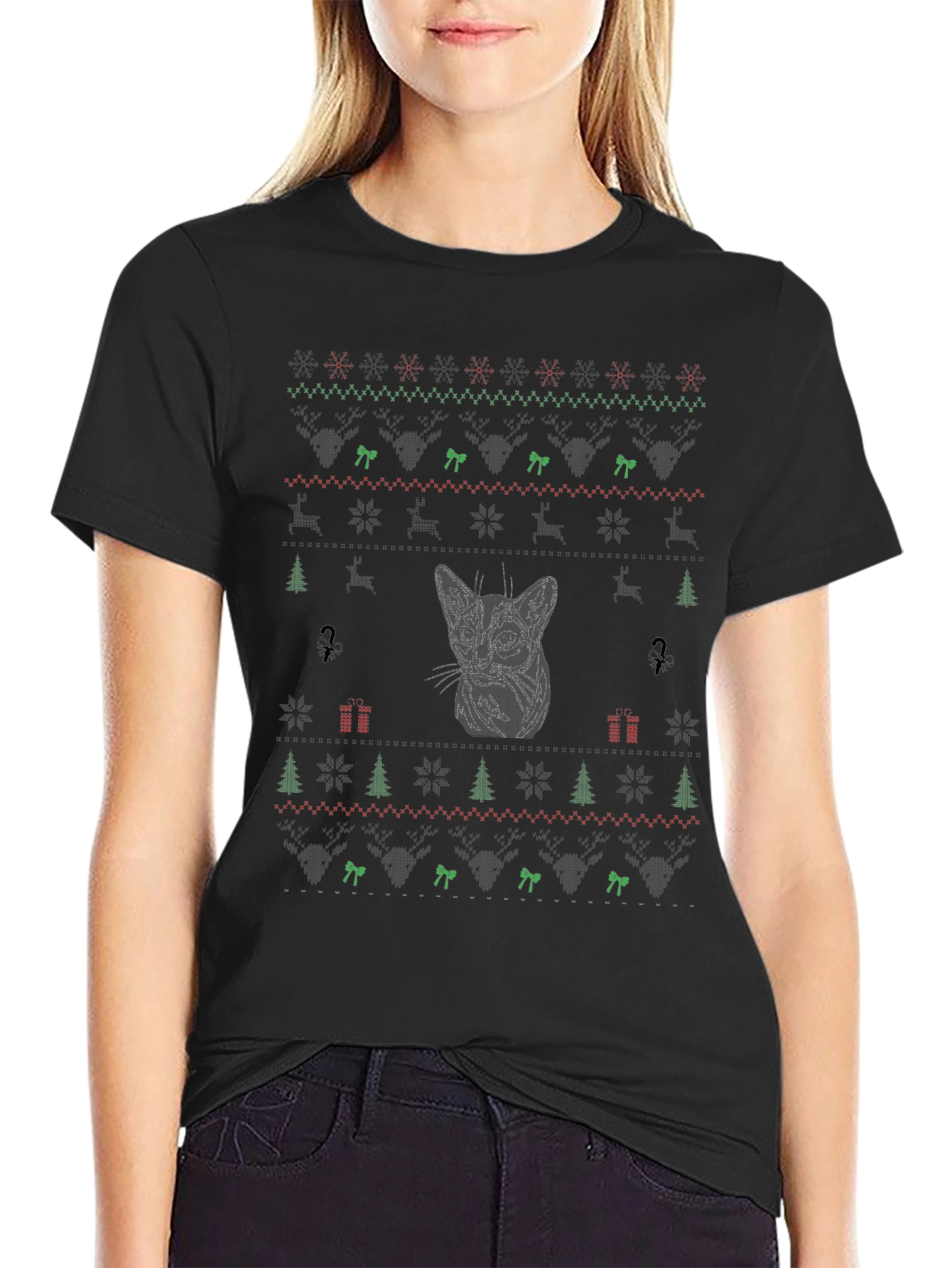 Ugly Christmas Cat T-Shirt - Holiday Festive