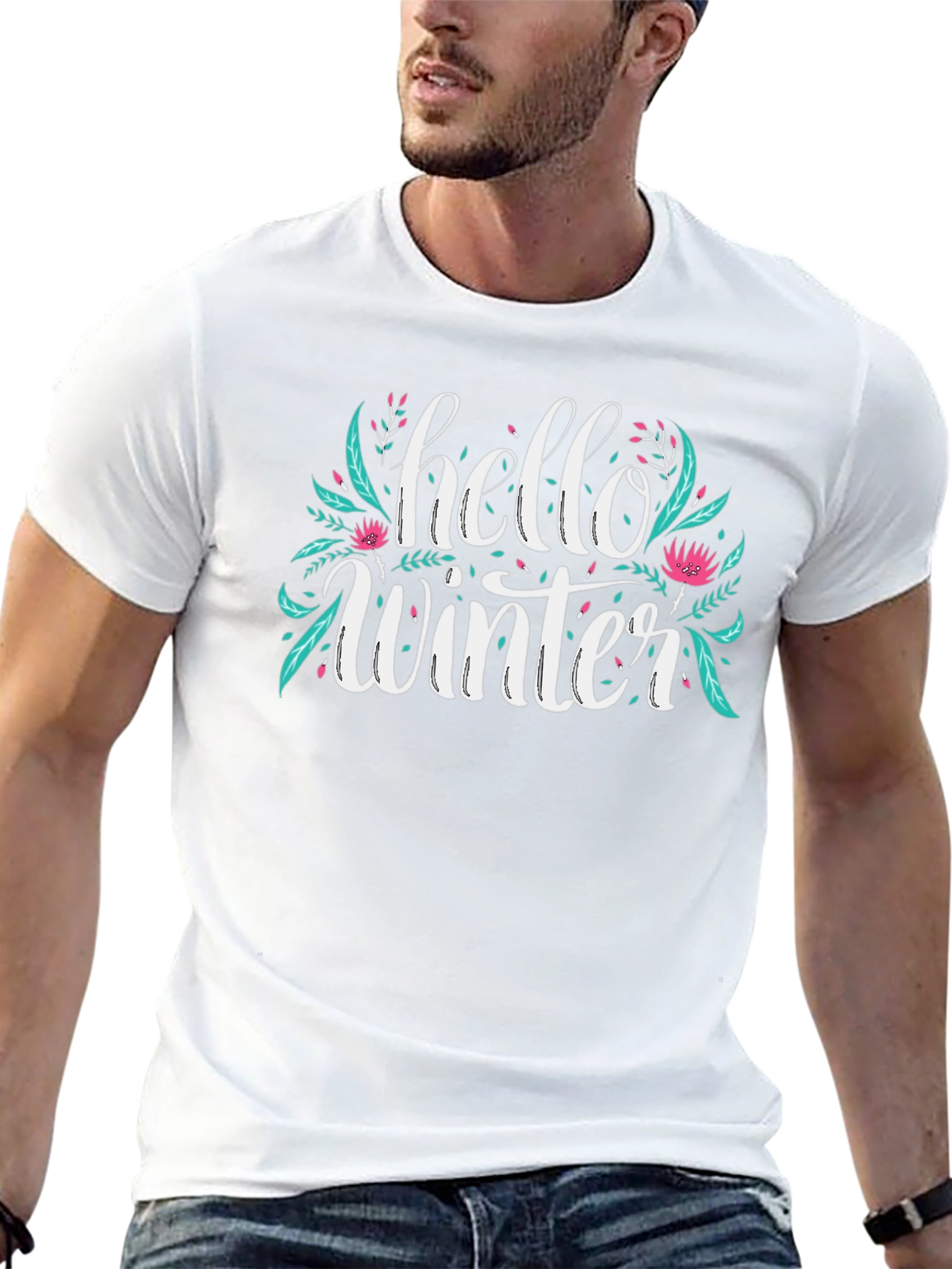Hello Winter Graphic Black Tee