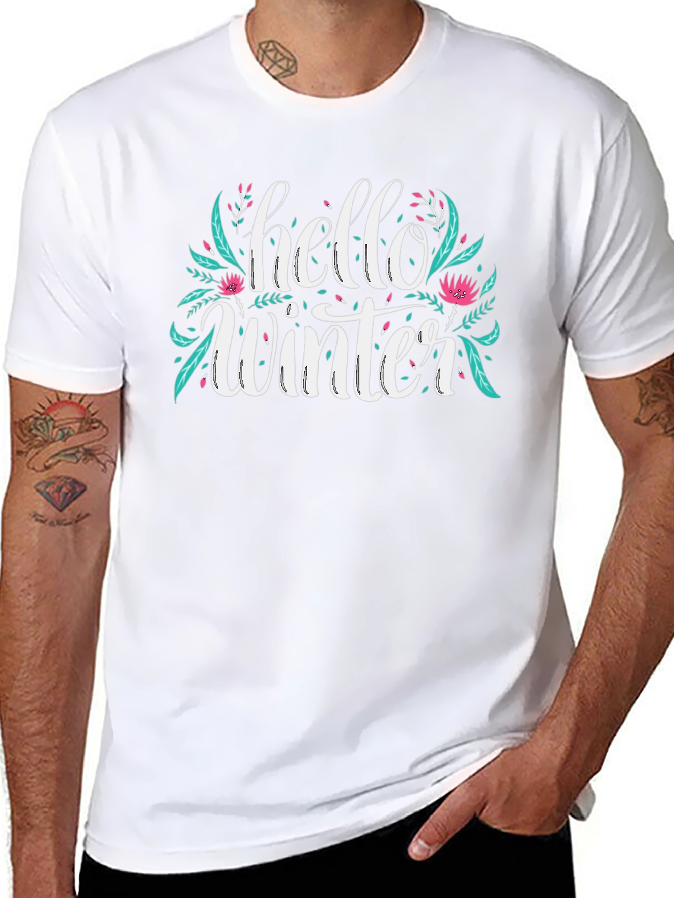 Hello Winter Graphic Black Tee