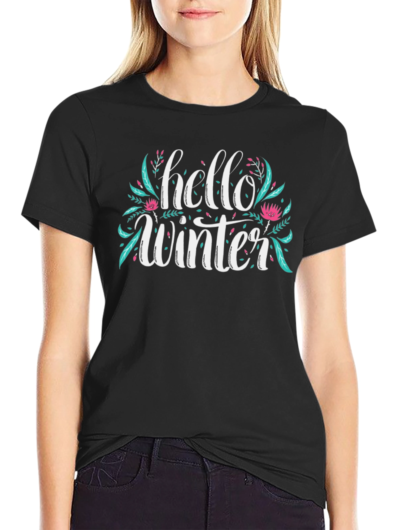 Hello Winter Graphic Black Tee