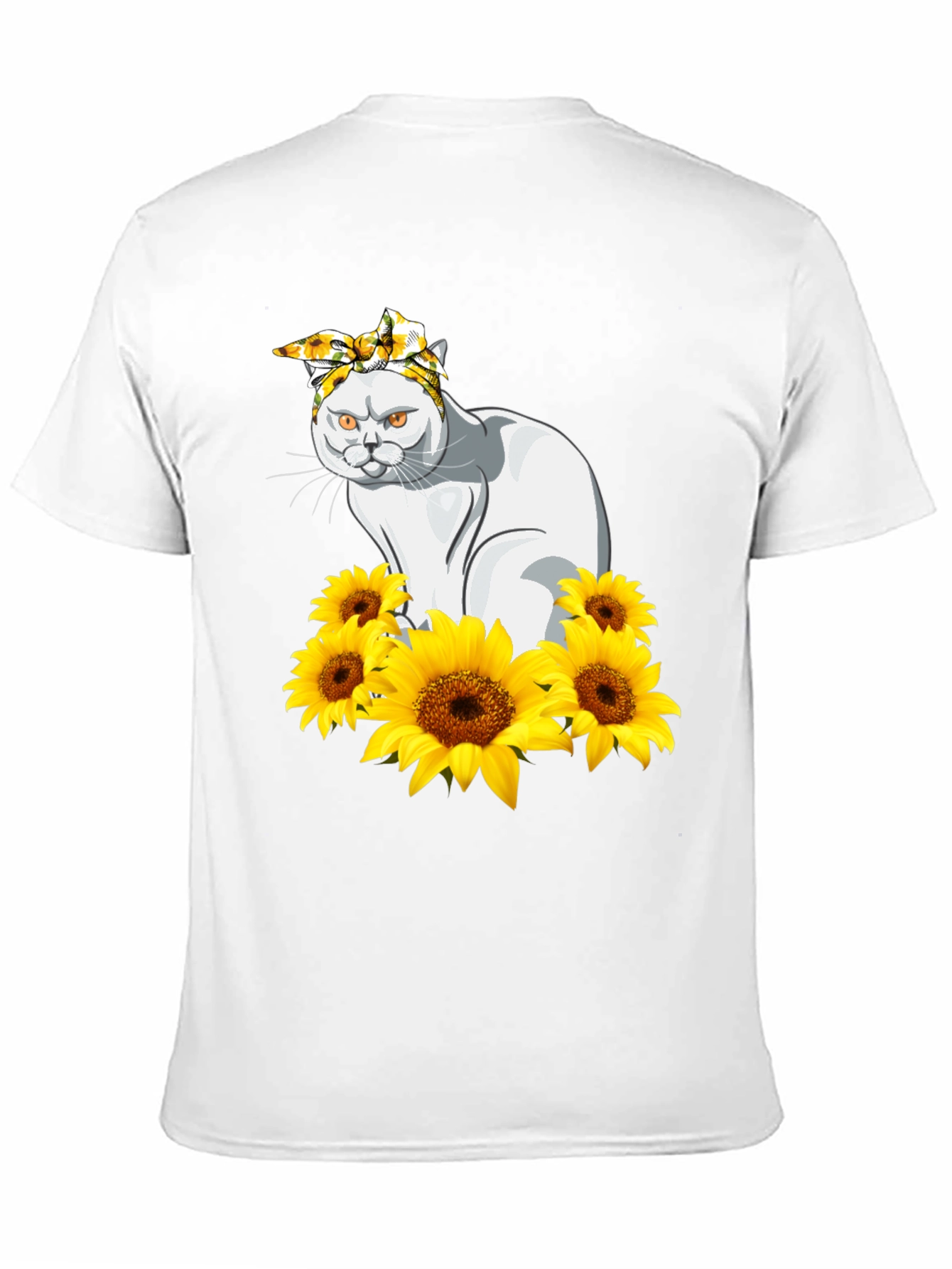 Cat Sunflower T-Shirt - Black Graphic Tee
