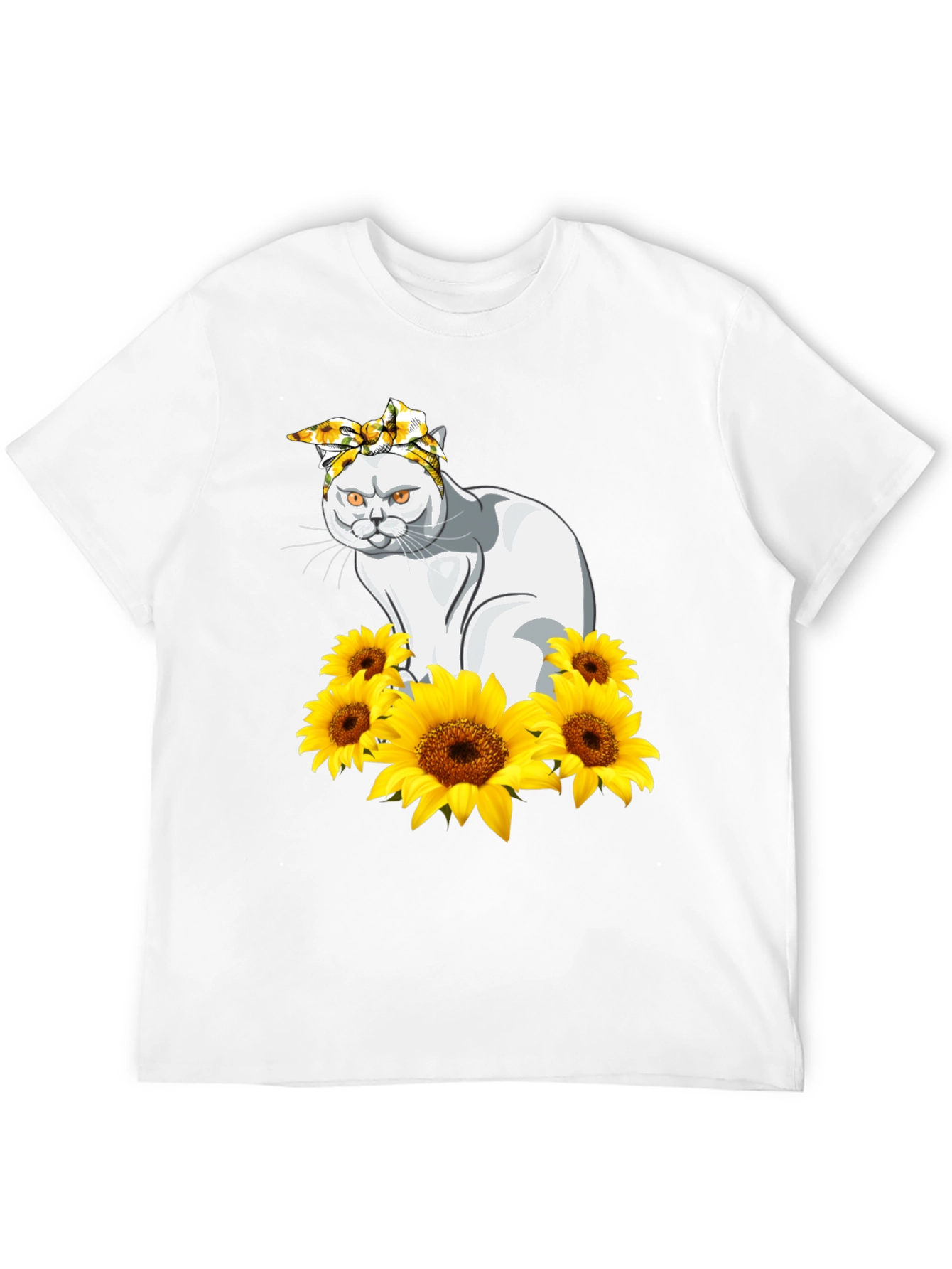 Cat Sunflower T-Shirt - Black Graphic Tee
