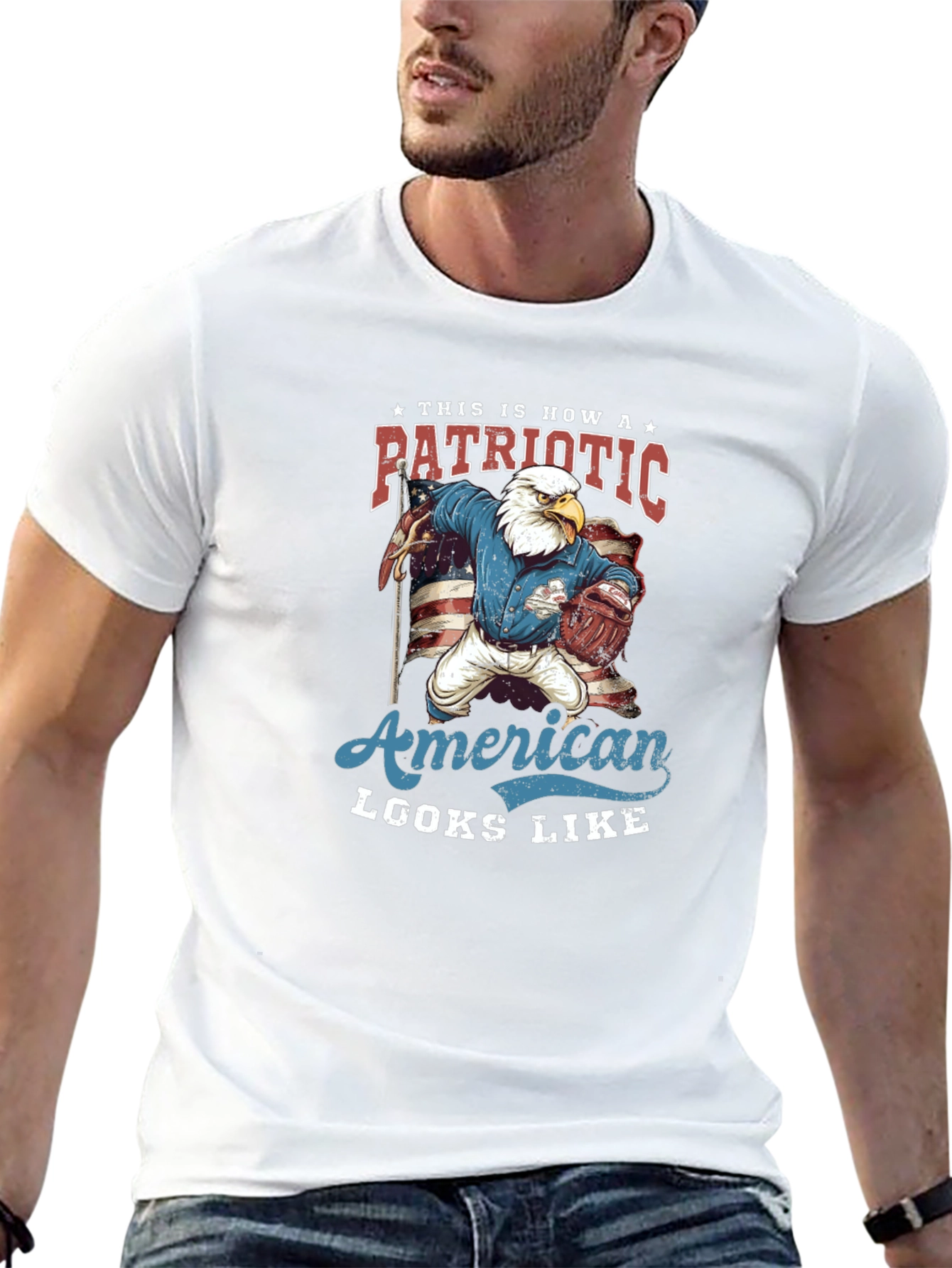 Patriotic American Eagle Graphic T-Shirt
