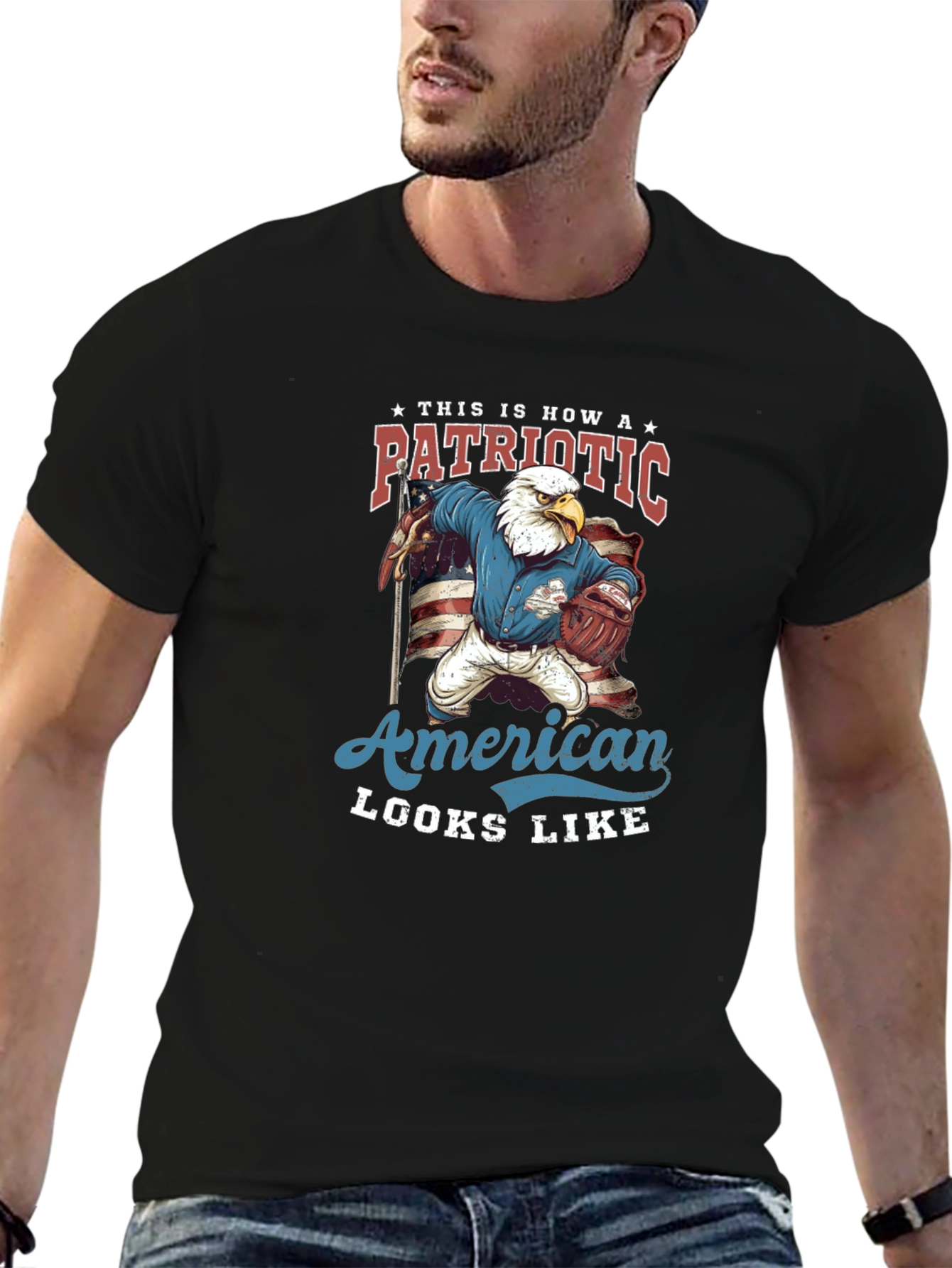 Patriotic American Eagle Graphic T-Shirt