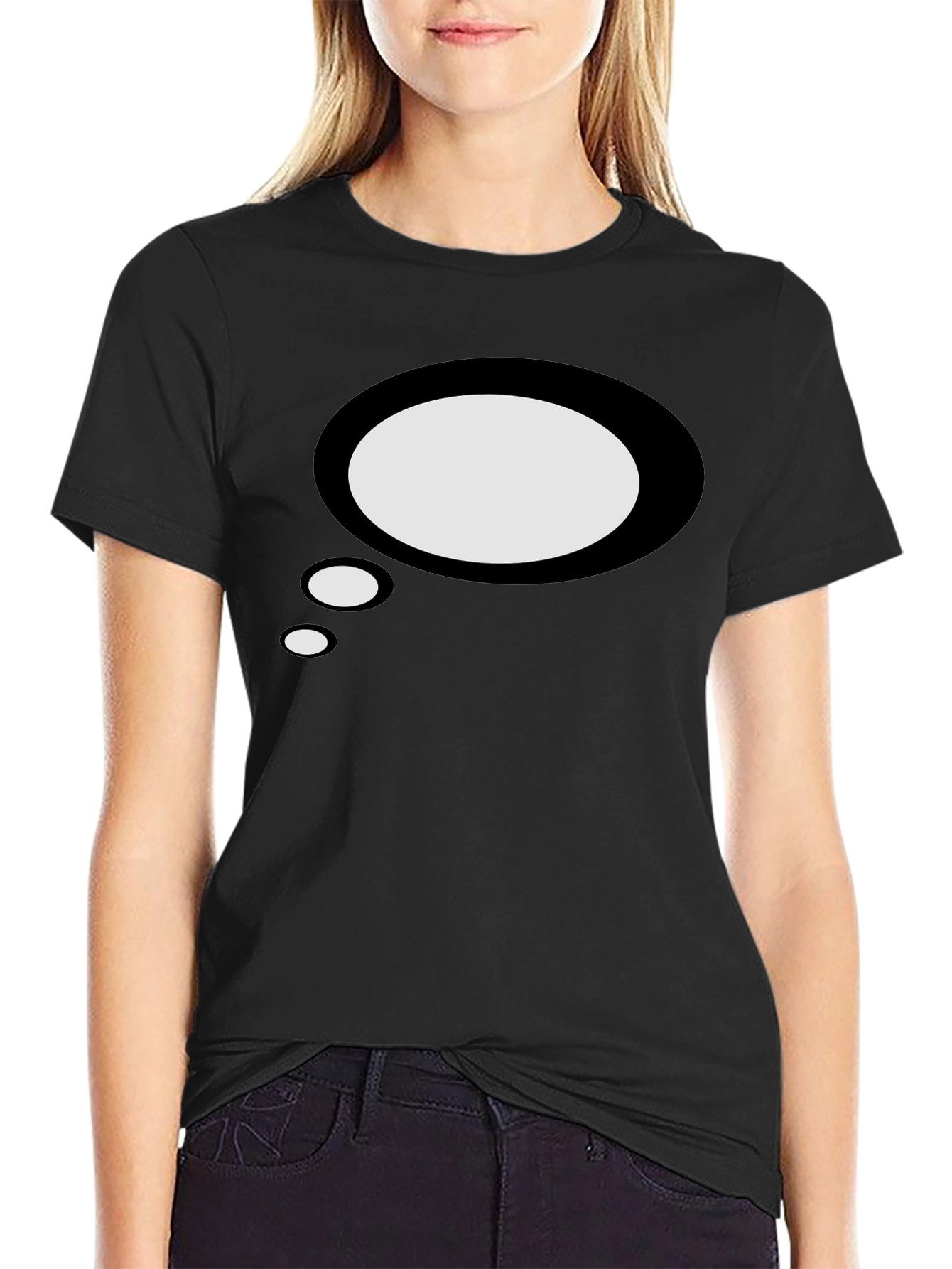Mens Black T-Shirt with Speech Bubble Graphic