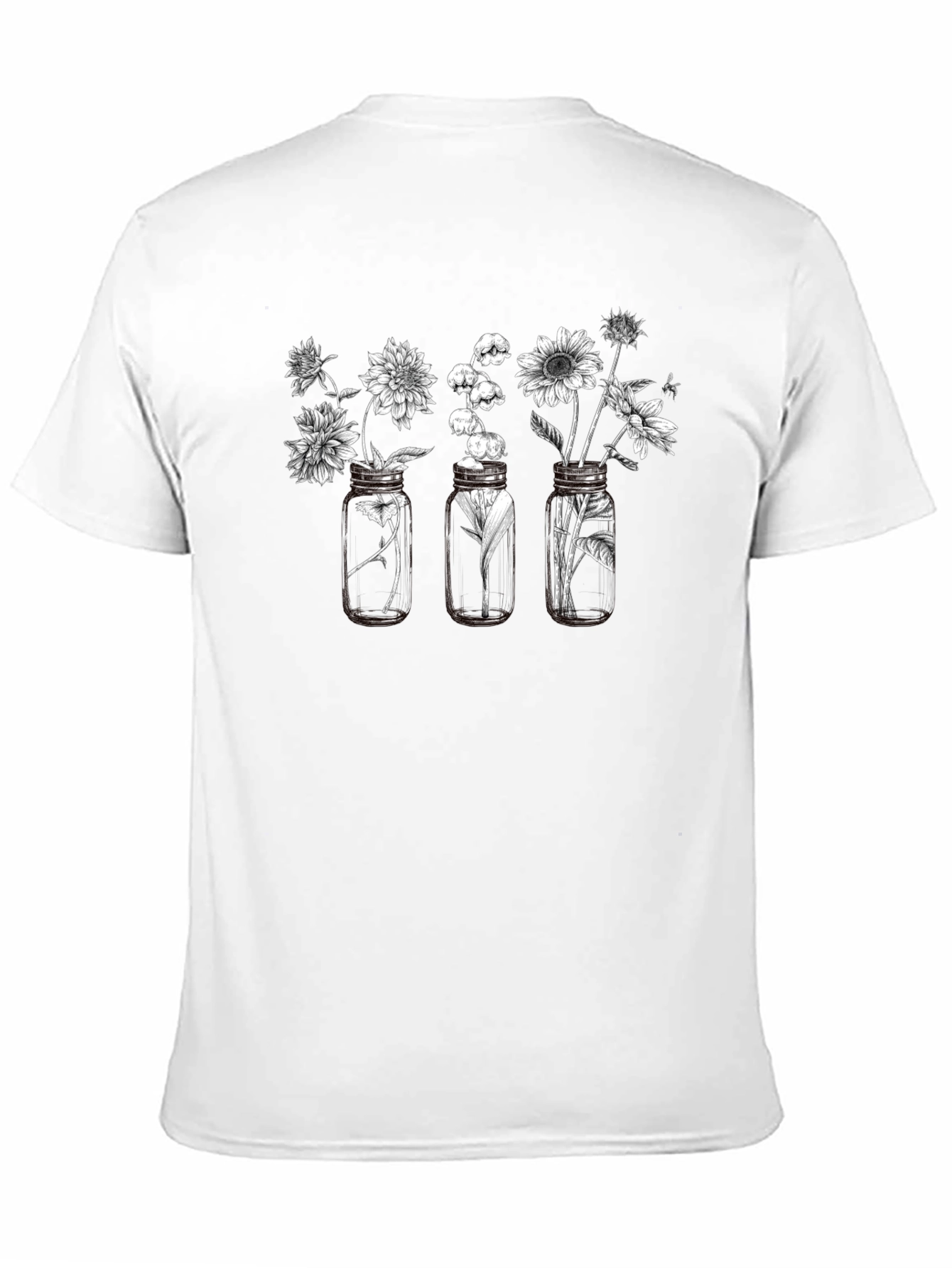 Floral Jars Graphic Tee - Black Cotton Blend