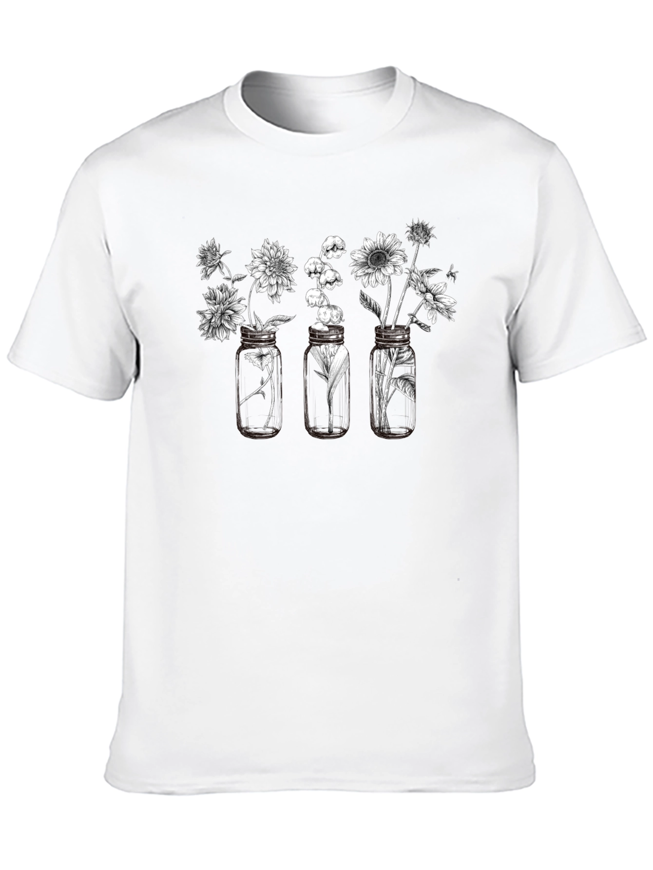 Floral Jars Graphic Tee - Black Cotton Blend