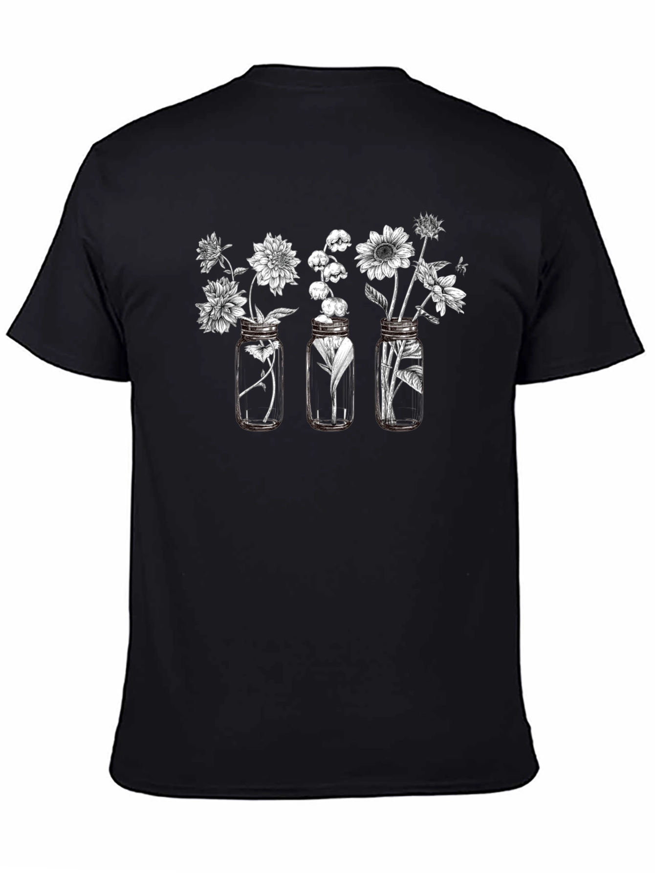 Floral Jars Graphic Tee - Black Cotton Blend