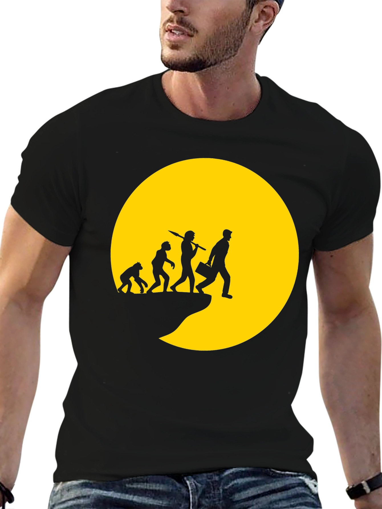 Evolution of Man Graphic T-Shirt - Black
