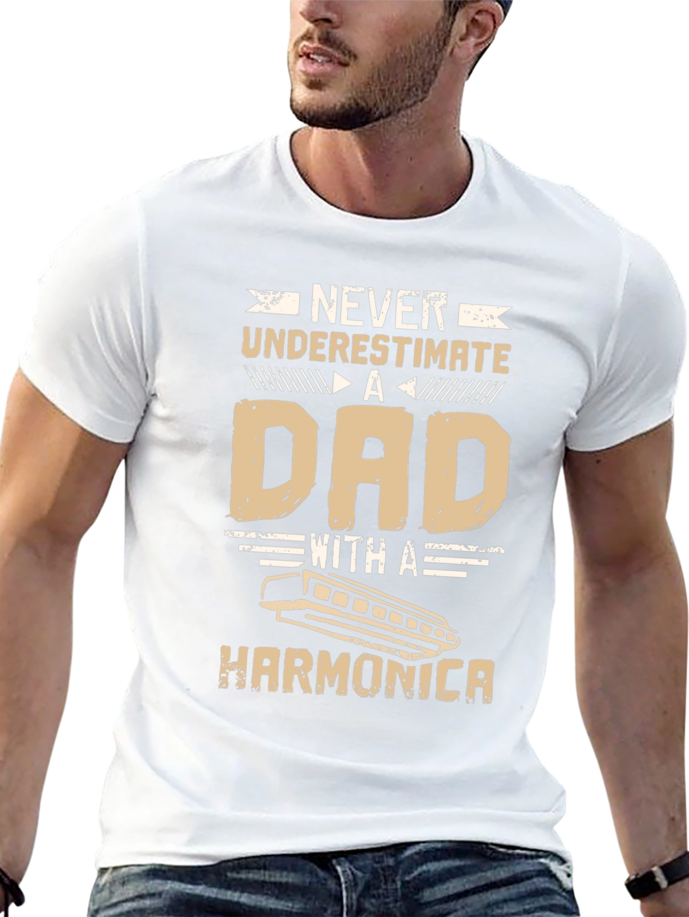 Dad Harmonica T-Shirt - Never Underestimate!