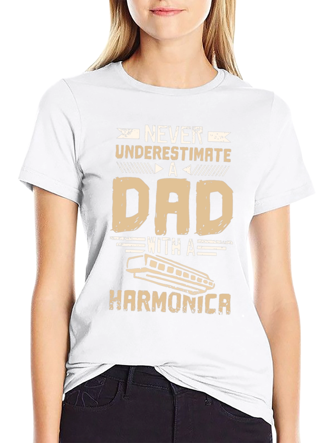 Dad Harmonica T-Shirt - Never Underestimate!