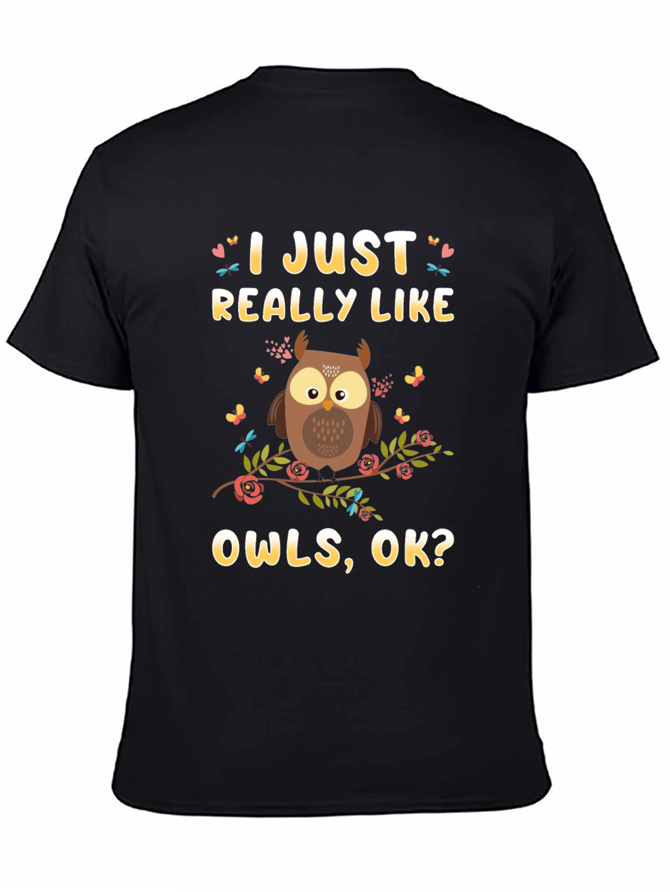 I Just Really Like Owls T-Shirt - Black