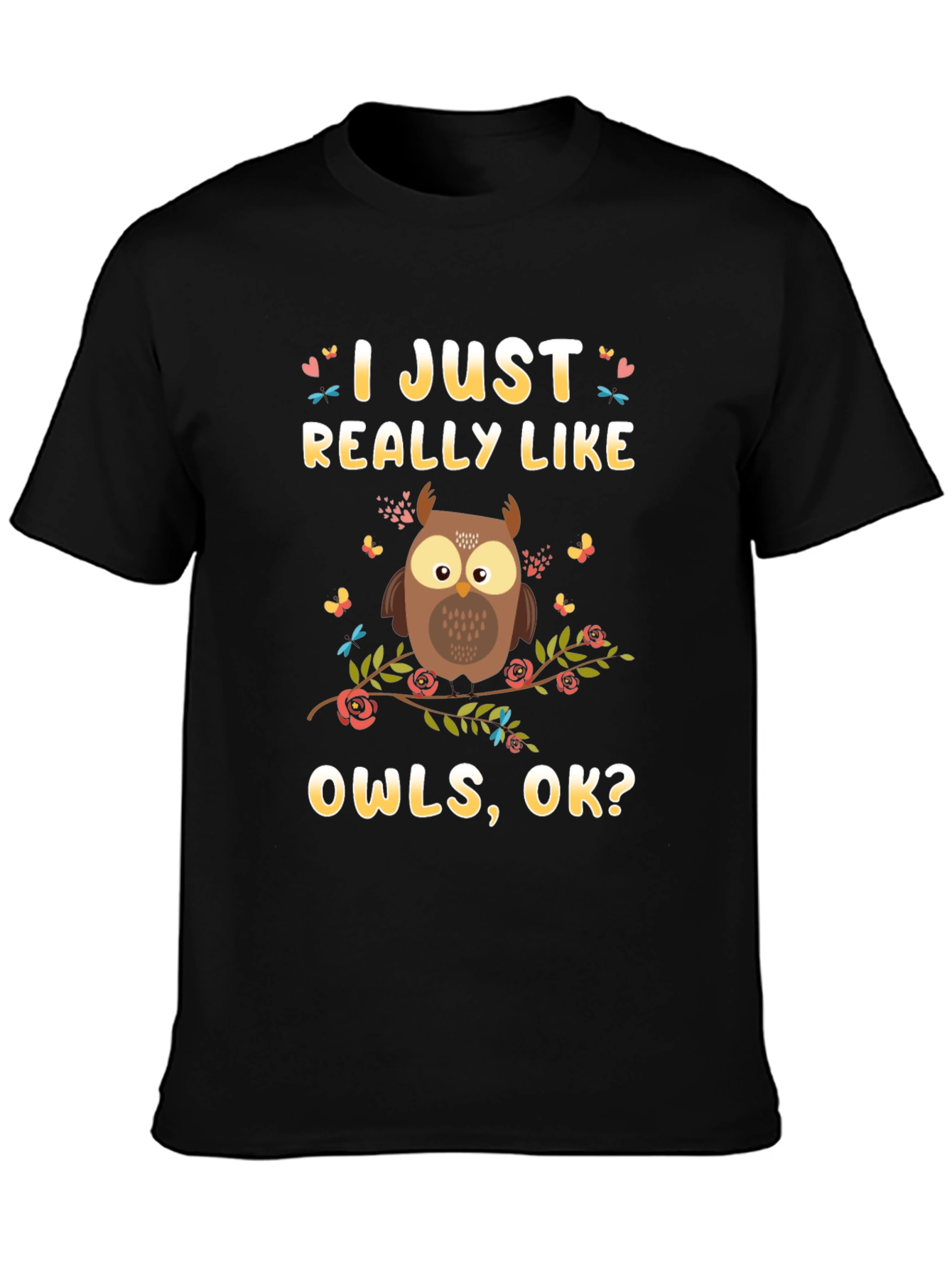 I Just Really Like Owls T-Shirt - Black