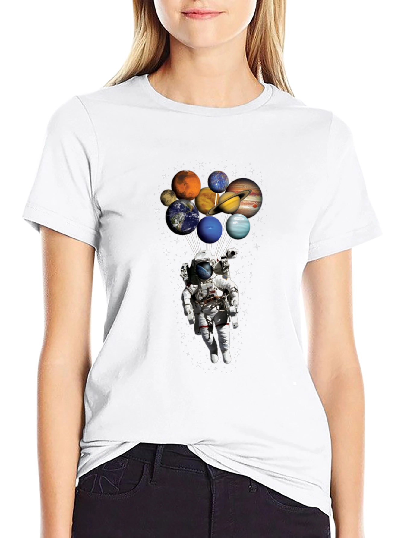 Astronaut Planets Graphic Tee - Space Design