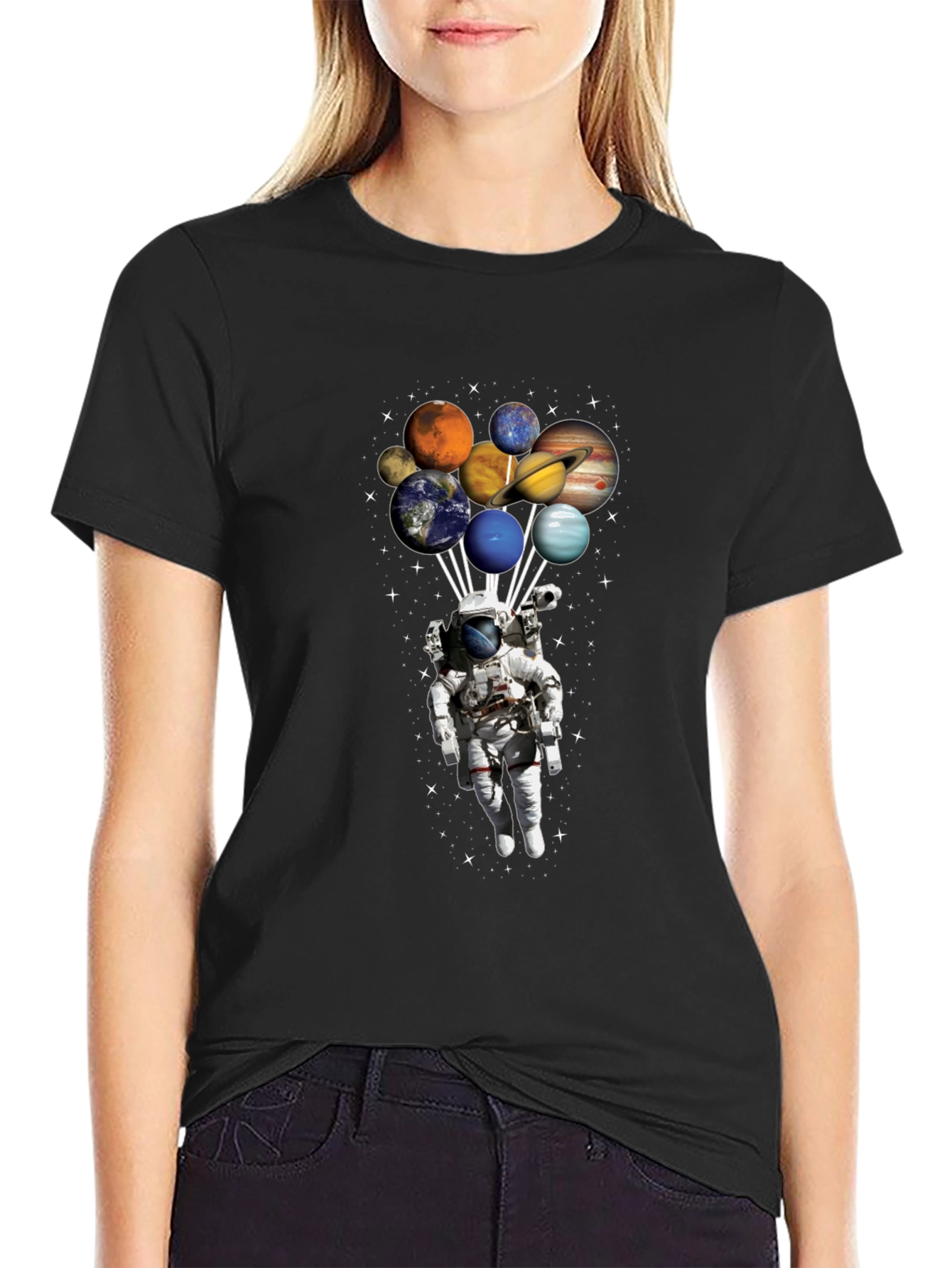 Astronaut Planets Graphic Tee - Space Design