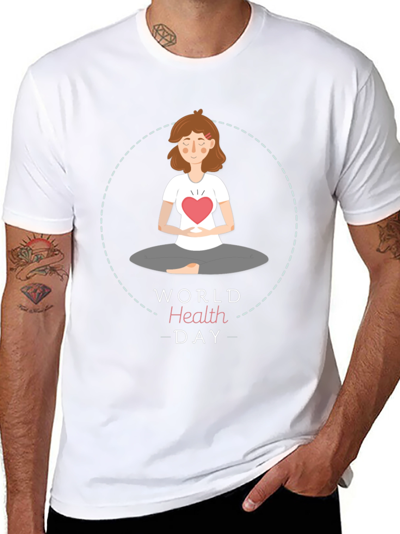 World Health Day Meditation T-Shirt - Heart Chakra