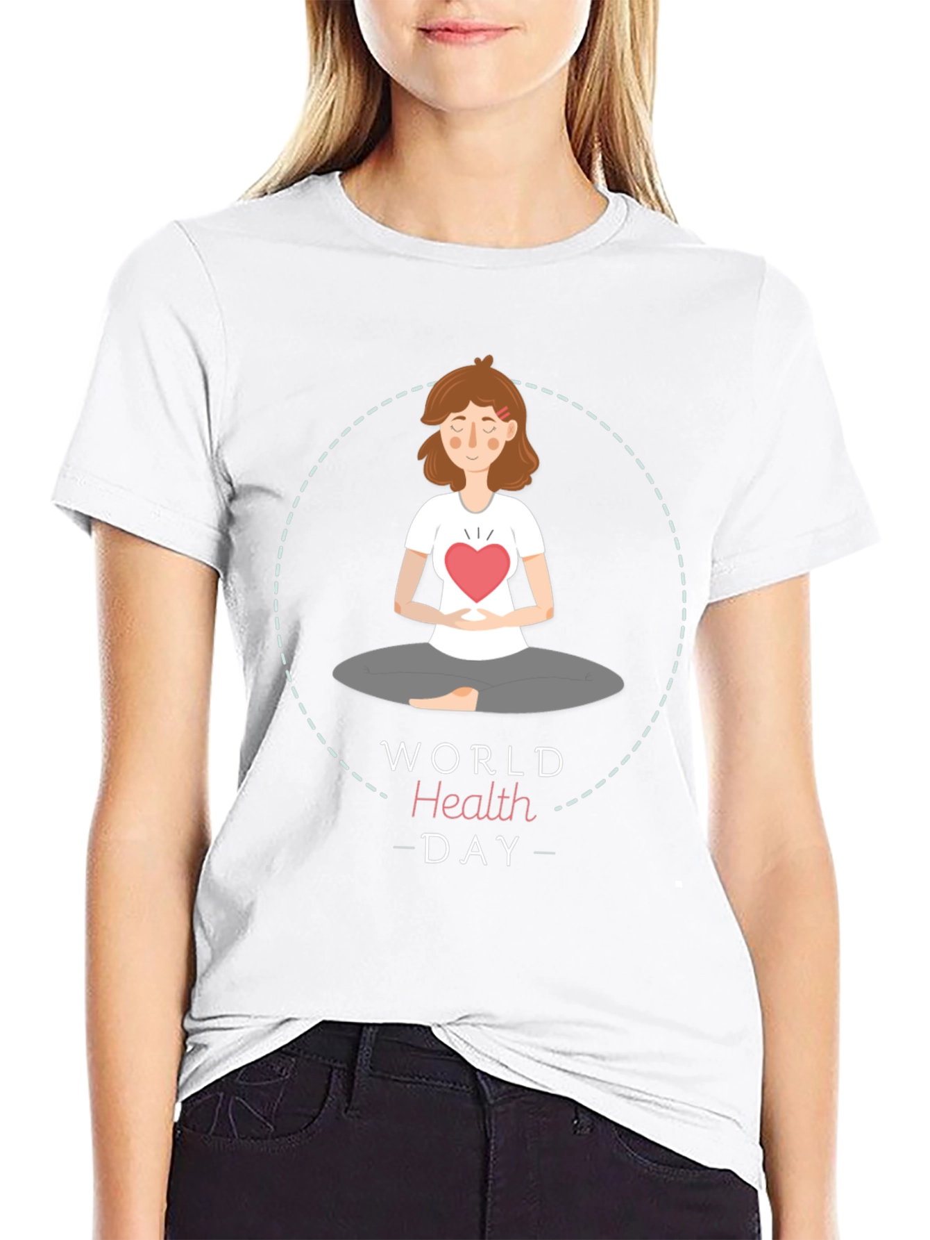 World Health Day Meditation T-Shirt - Heart Chakra