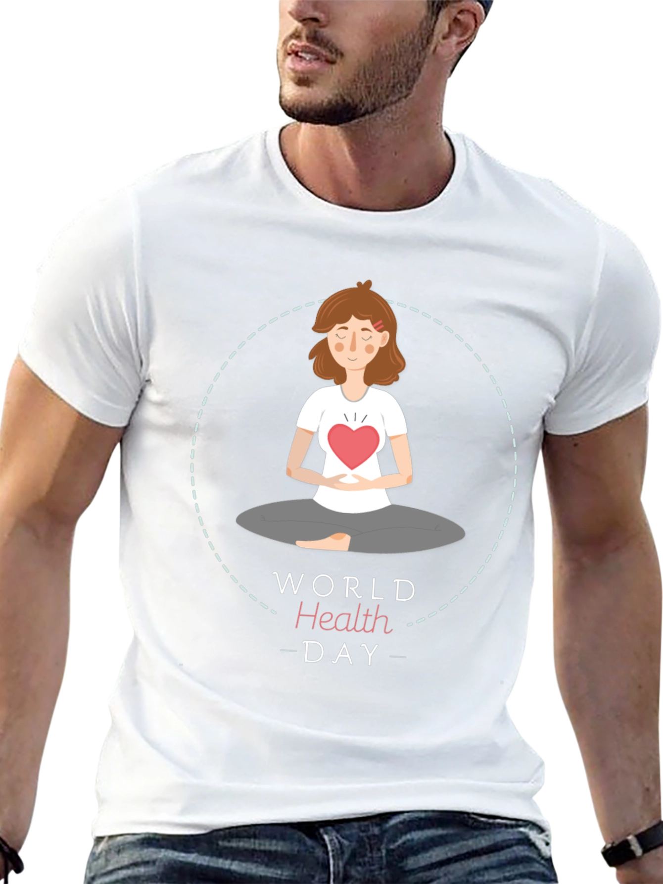 World Health Day Meditation T-Shirt - Heart Chakra