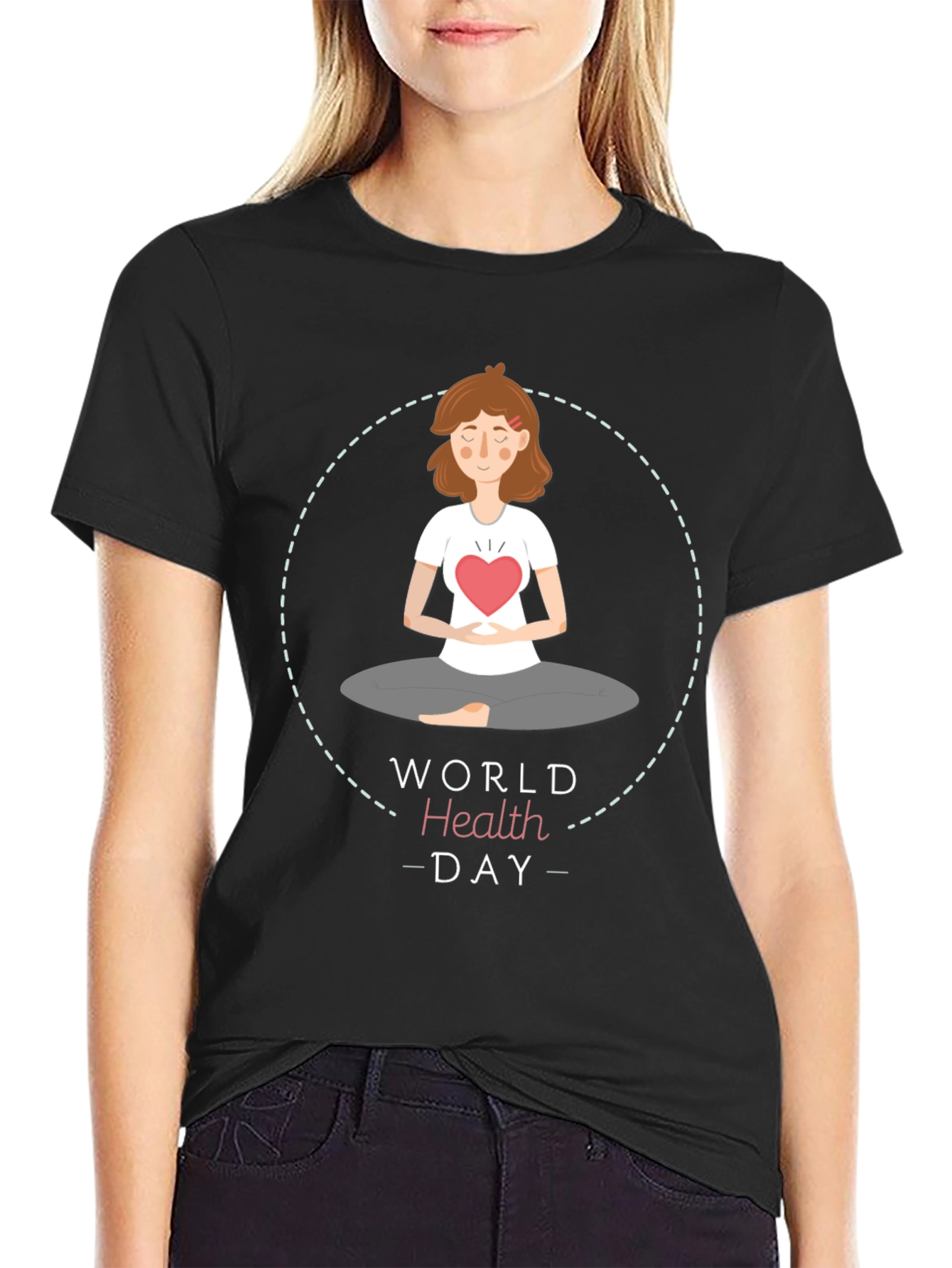 World Health Day Meditation T-Shirt - Heart Chakra