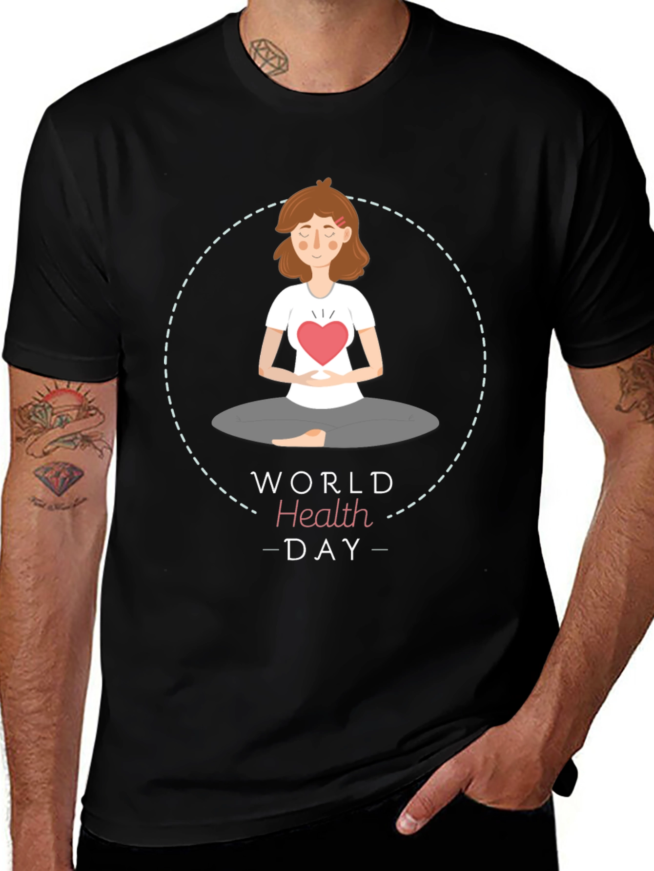 World Health Day Meditation T-Shirt - Heart Chakra