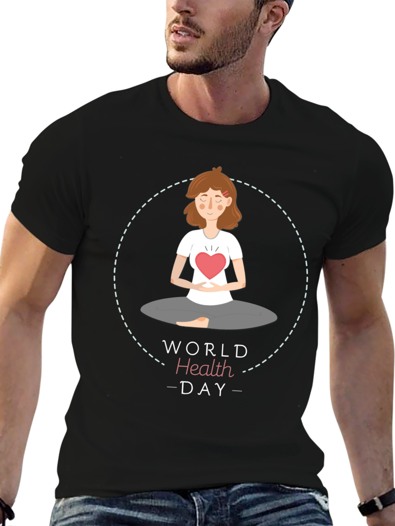 World Health Day Meditation T-Shirt - Heart Chakra